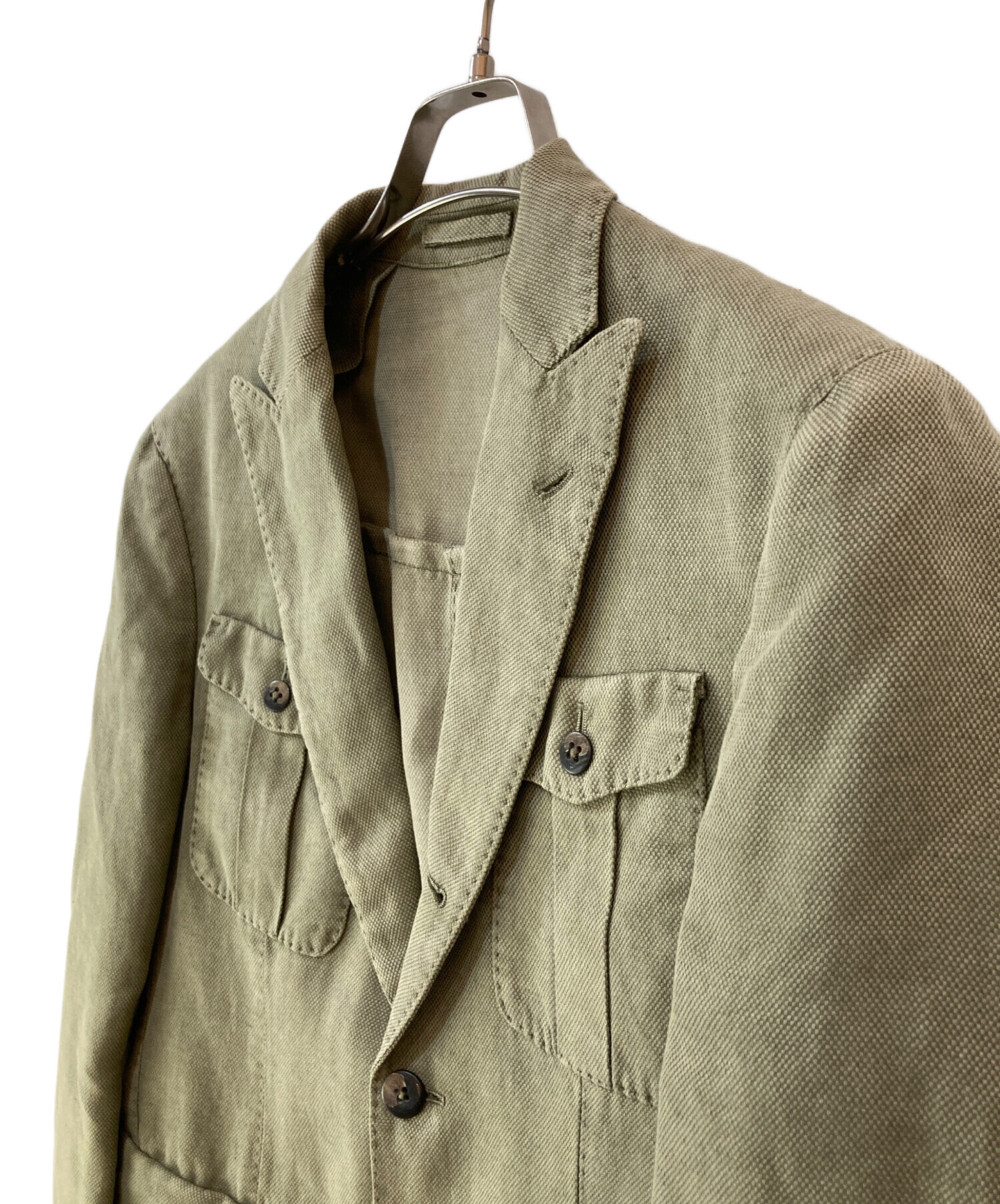 LARDINI テーラードジャケット オリーブ 中古・古着通販】LARDINI (ラルディーニ) サファリジャケット オリーブ