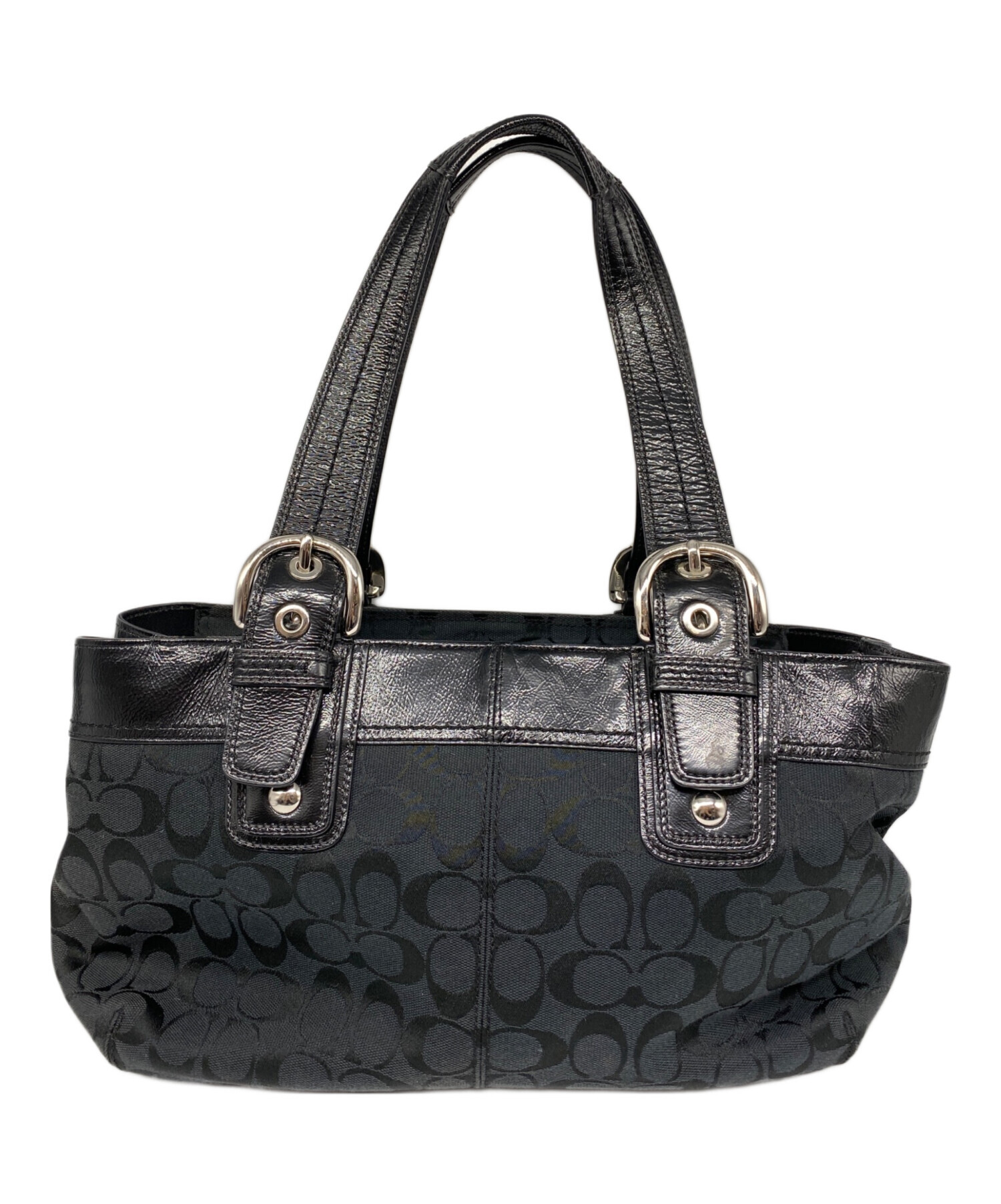 COACH トートバッグ ソーホー シグネチャー ホーボー ブラック 中古・古着通販】COACH (コーチ) ソーホー シグネチャー トートバッグ