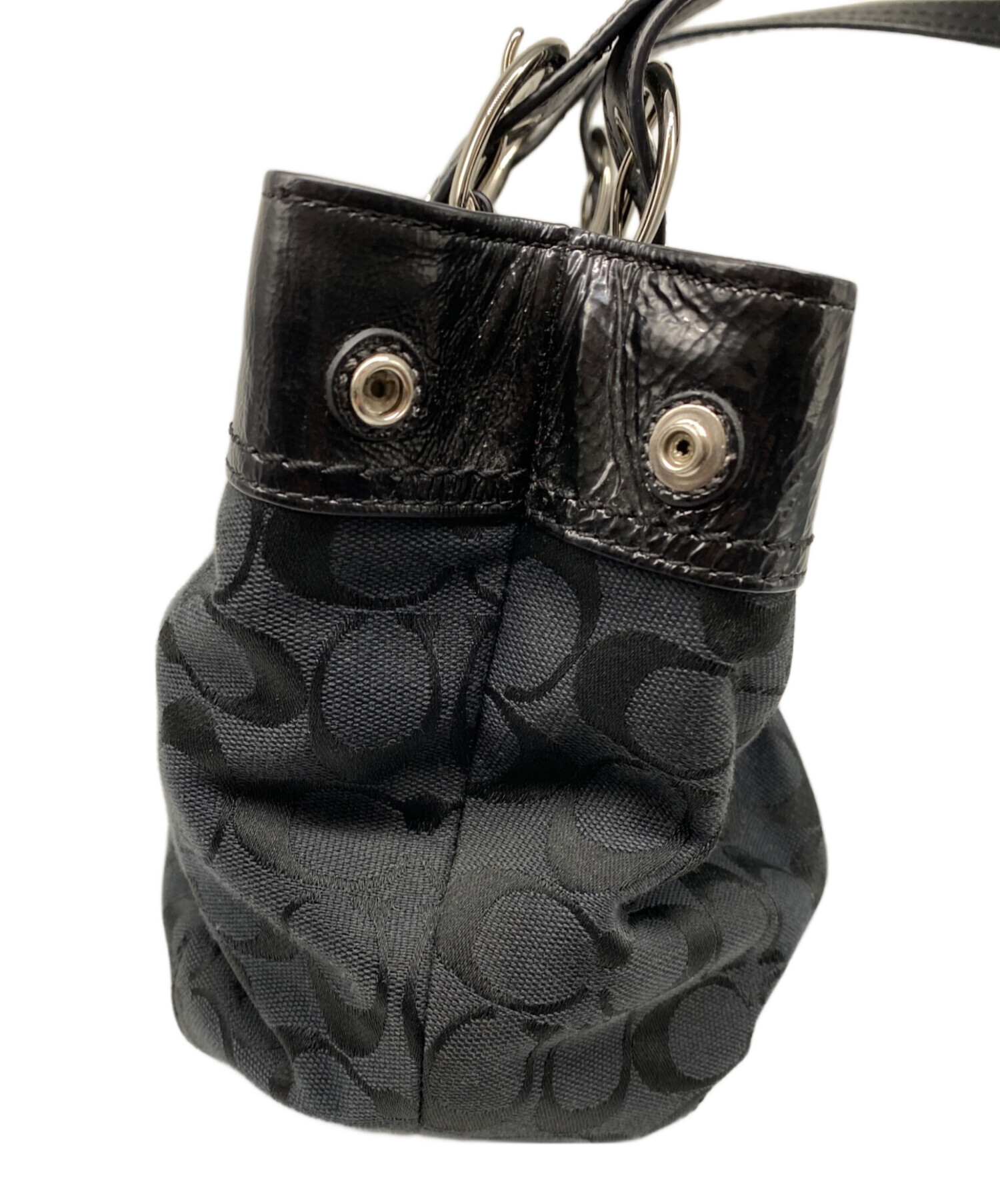 【美品】 COACH コーチ ソーホー シグネチャー トートバッグ ブラック 中古・古着通販】COACH (コーチ) ソーホー シグネチャー トートバッグ