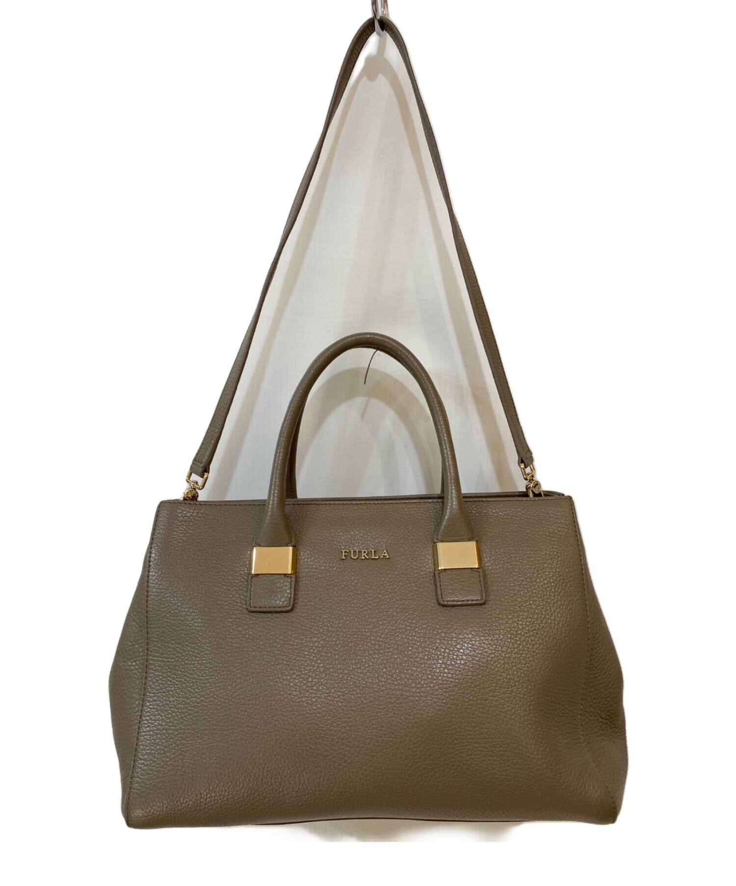 【美品】フルラ　2WAY グレージュ　ST取り外し可 中古・古着通販】FURLA (フルラ) 2WAYショルダーバッグ グレージュ