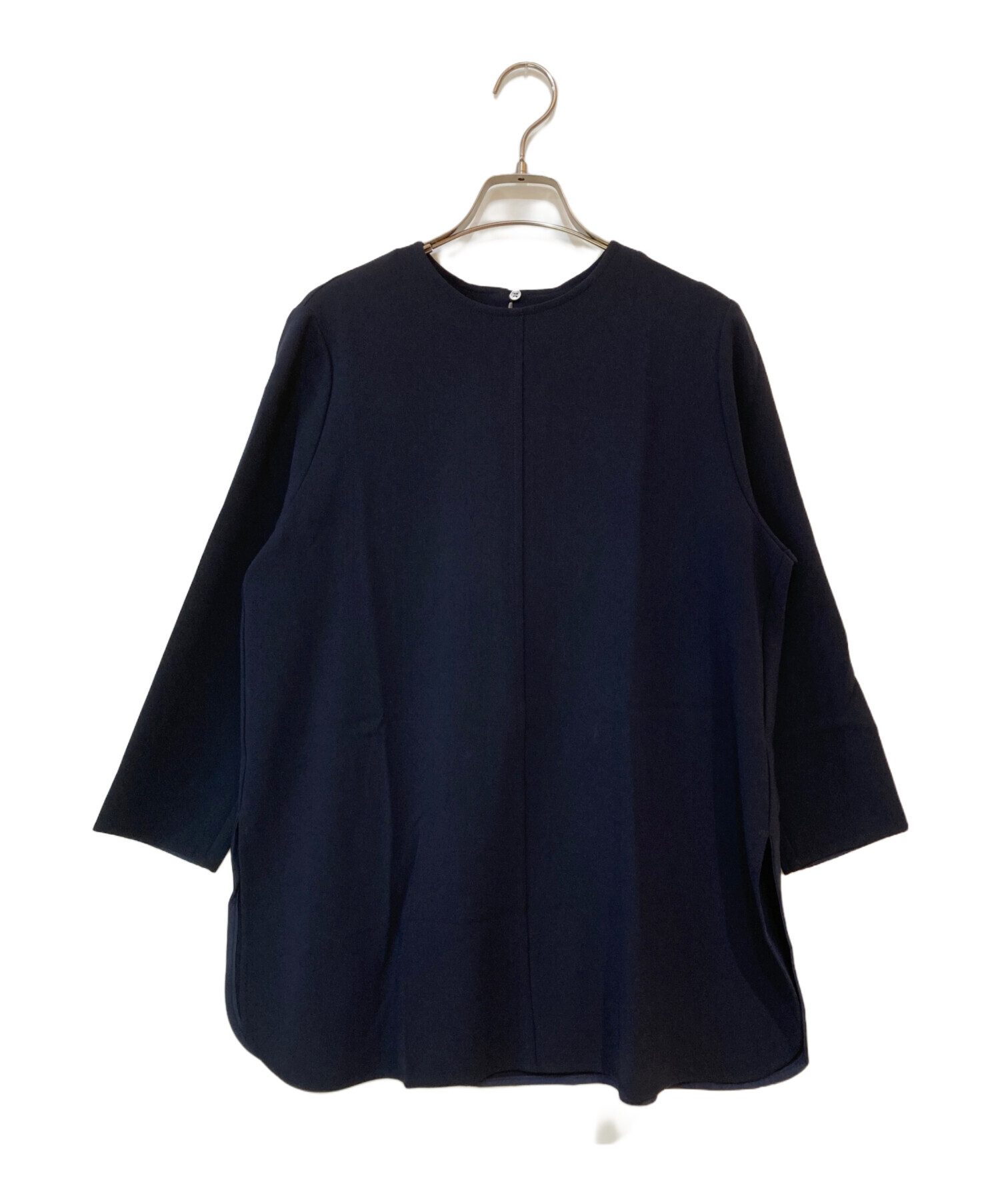 SOEJU ソージュ ウールライクペプラムチュニックブラウス ネイビー L 長袖 中古・古着通販】SOEJU (ソージュ) Aラインチュニックブラウス
