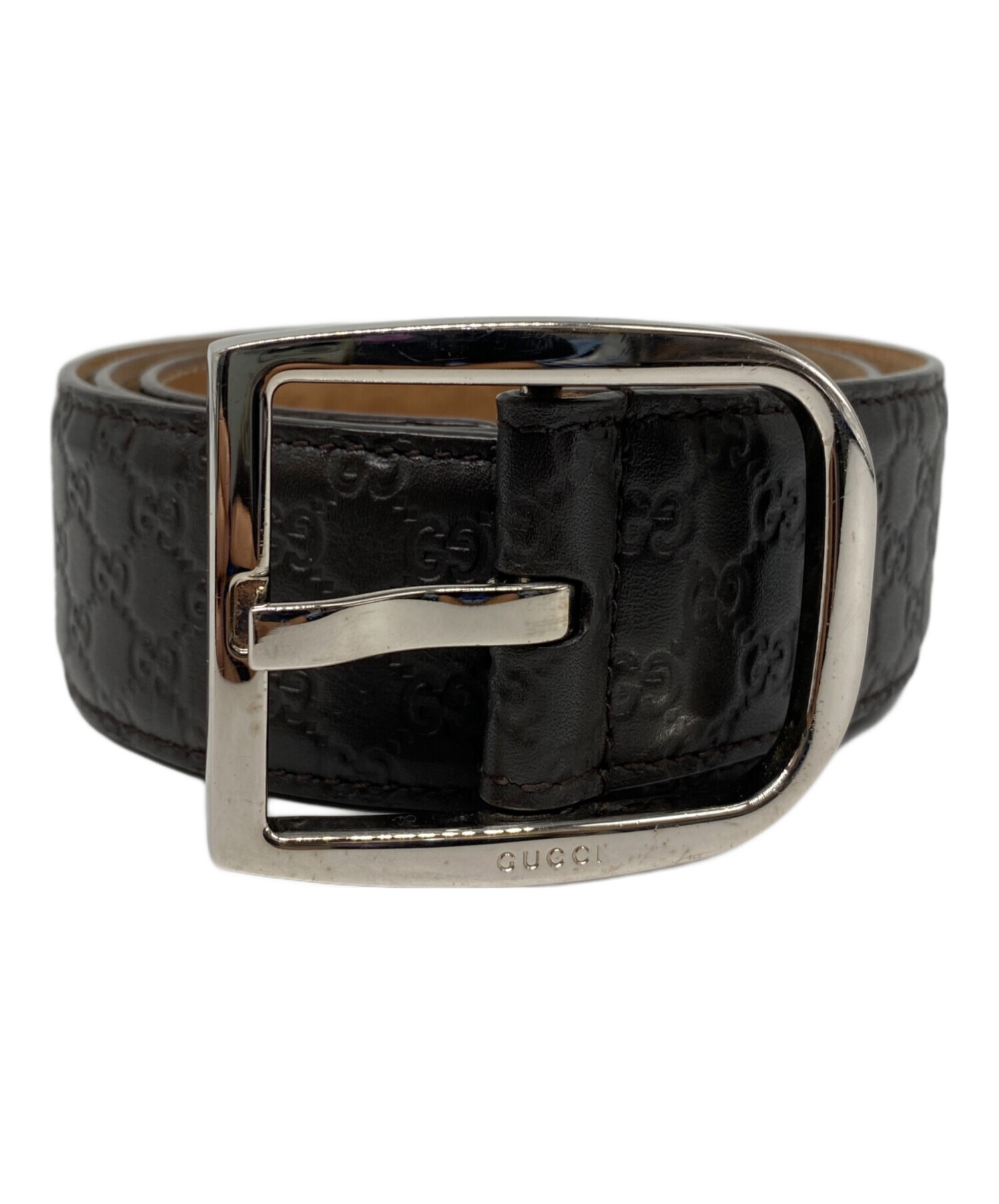 新品同様美品 GUCCI グッチ シマ 90/36 太ベルト ベルト レザー ブラック メンズ【中古】 中古・古着通販】GUCCI (グッチ) マイクログッチシマ レザーベルト