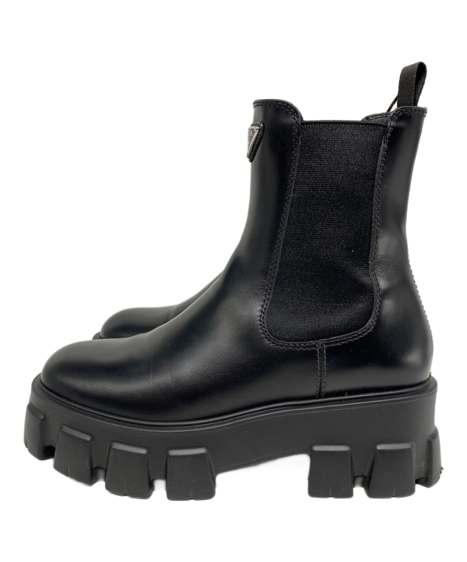 PRADA ブラッシュドレザー チェルシーブーツ 中古・古着通販】PRADA (プラダ) モノリス ブラッシュドレザー