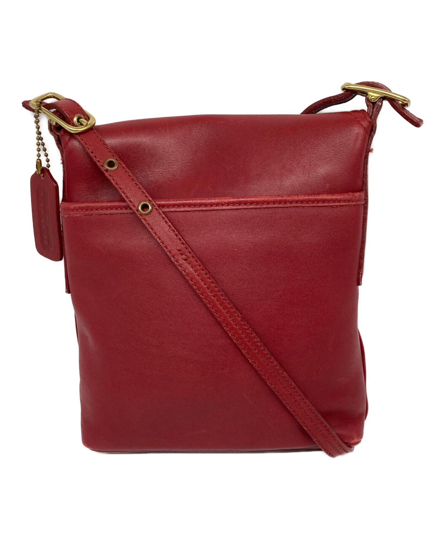 【中古美品】COACH　ショルダーバッグ 中古・古着通販】COACH (コーチ) フラップショルダーバッグ レッド