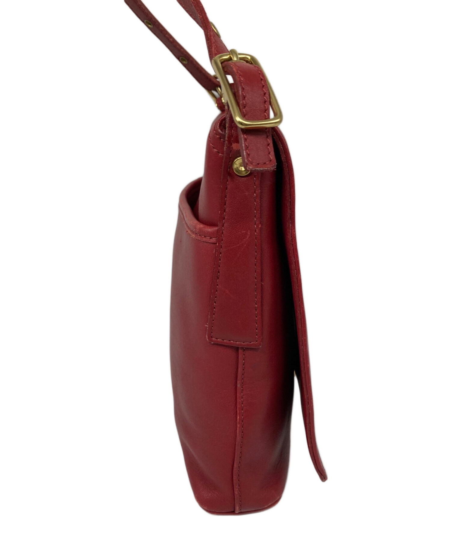 【中古美品】COACH　ショルダーバッグ 中古・古着通販】COACH (コーチ) フラップショルダーバッグ レッド