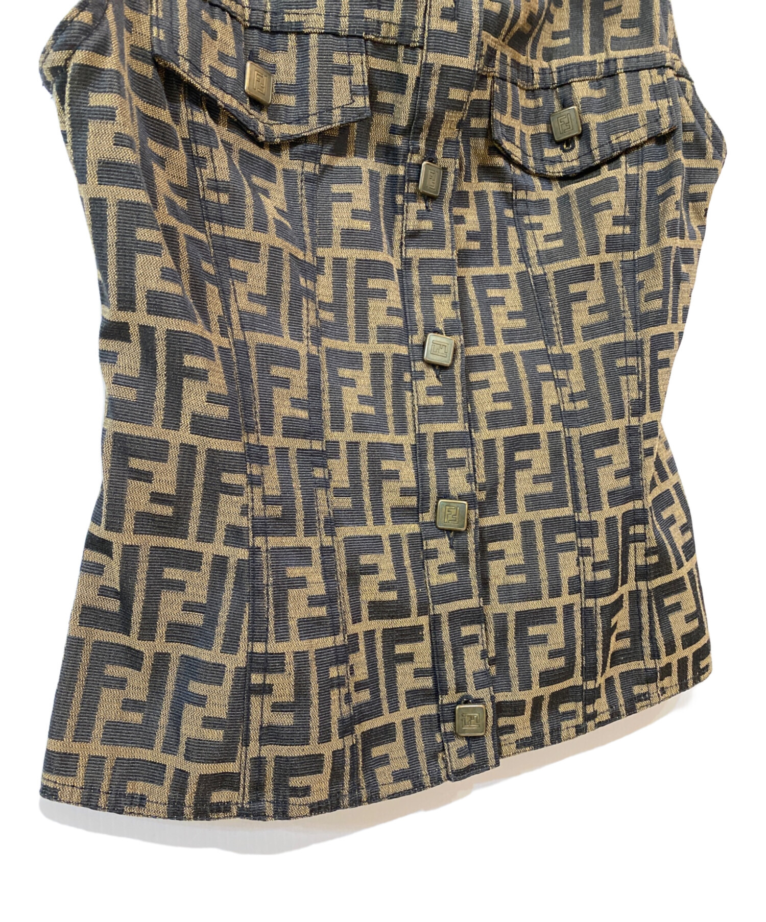 vintage FENDI ズッカ総柄ベスト　美品　イタリア製　大きめ 中古・古着通販】FENDI (フェンディ) ズッカ柄 ベスト ブラウン サイズ