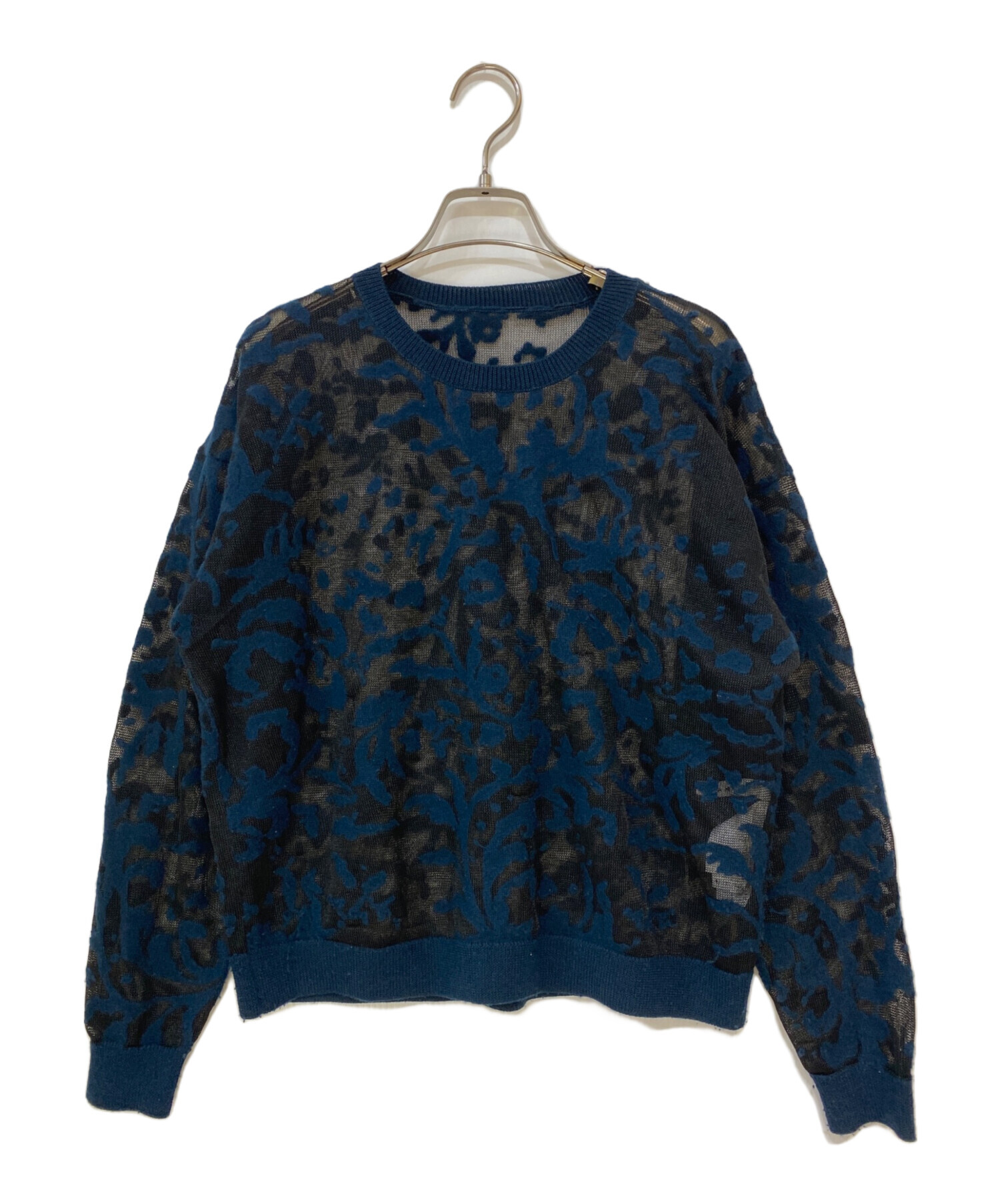中古・古着通販】Ameri (アメリ) DEVORER FLOWER SHEER TOP ネイビー