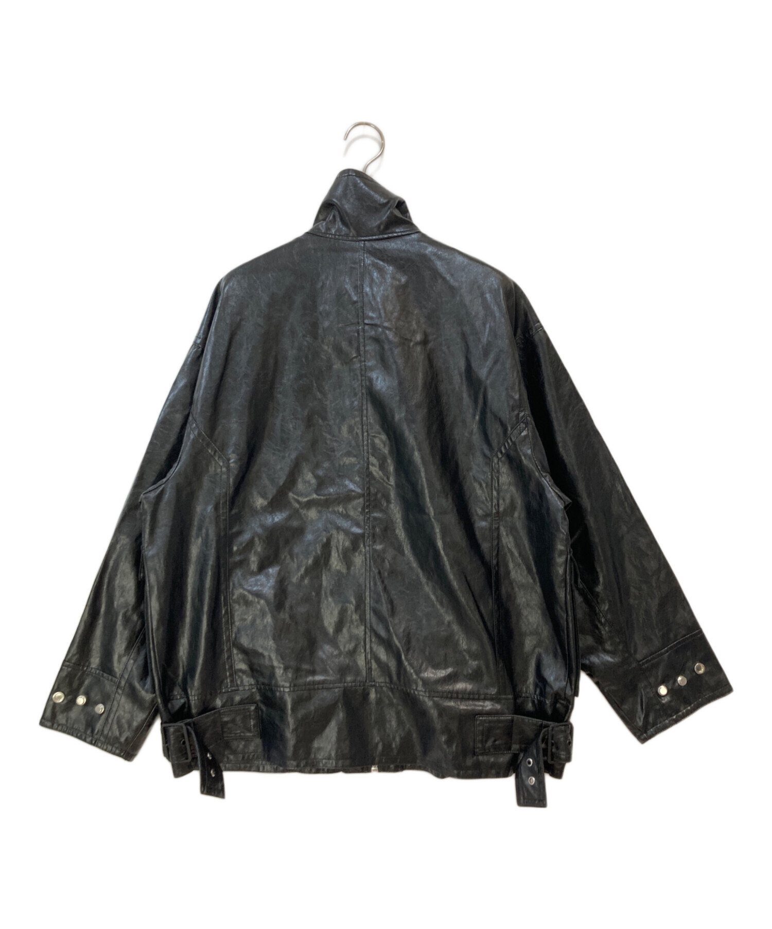 ZARA Mサイズ 黒レザージャケット 中古・古着通販】ZARA (ザラ) オーバーサイズ フェイクレザー