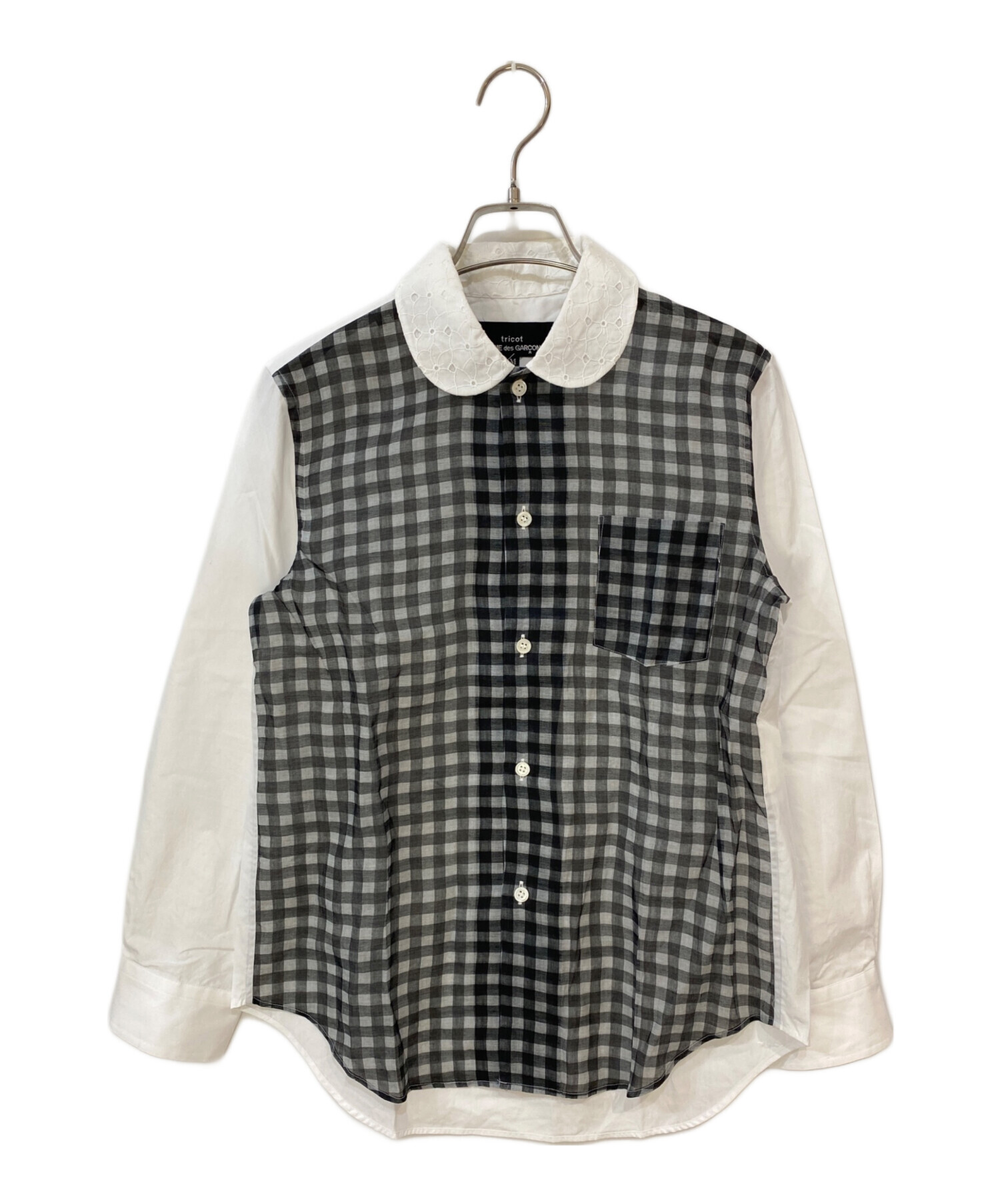 00s トリココムデギャルソン チェック 変形 切替 カットソー Tシャツ M 中古・古着通販】tricot COMME des GARCONS (トリココムデギャルソン