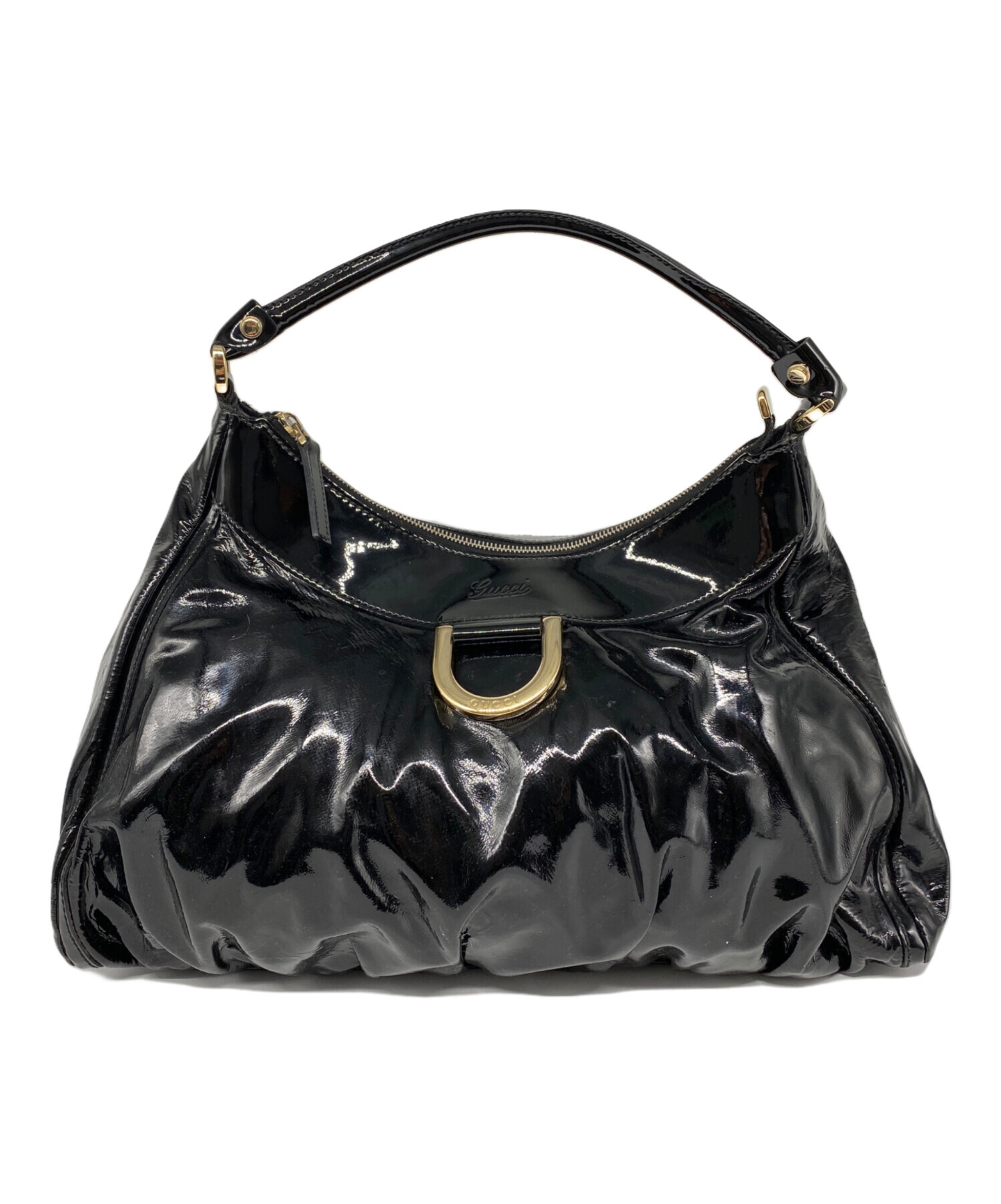【美品】グッチ アビー トートバッグ ブラック エナメル GUCCI 中古・古着通販】GUCCI (グッチ) アビー エナメルワンショルダーバッグ