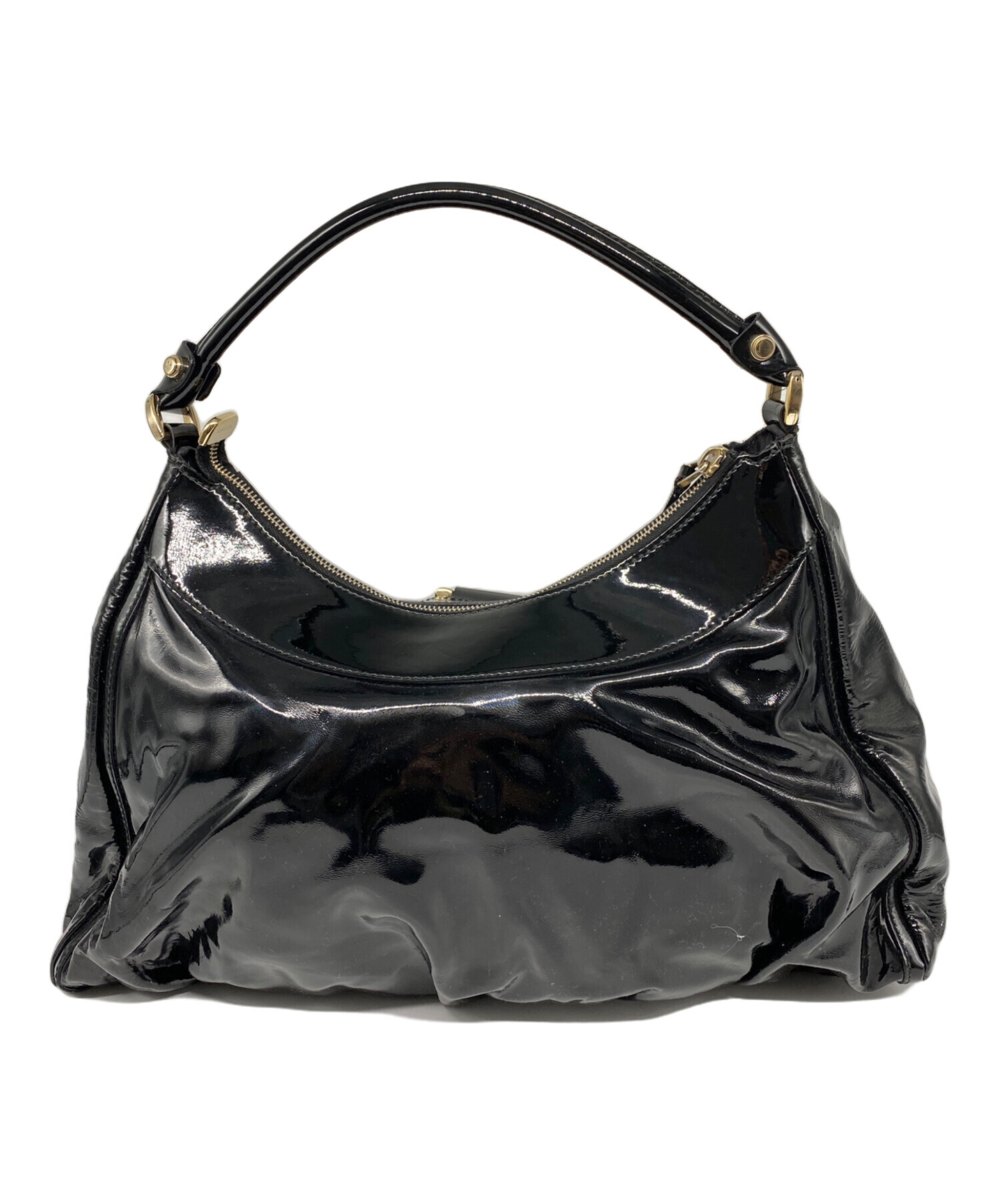 【美品】グッチ アビー トートバッグ ブラック エナメル GUCCI 中古・古着通販】GUCCI (グッチ) アビー エナメルワンショルダーバッグ