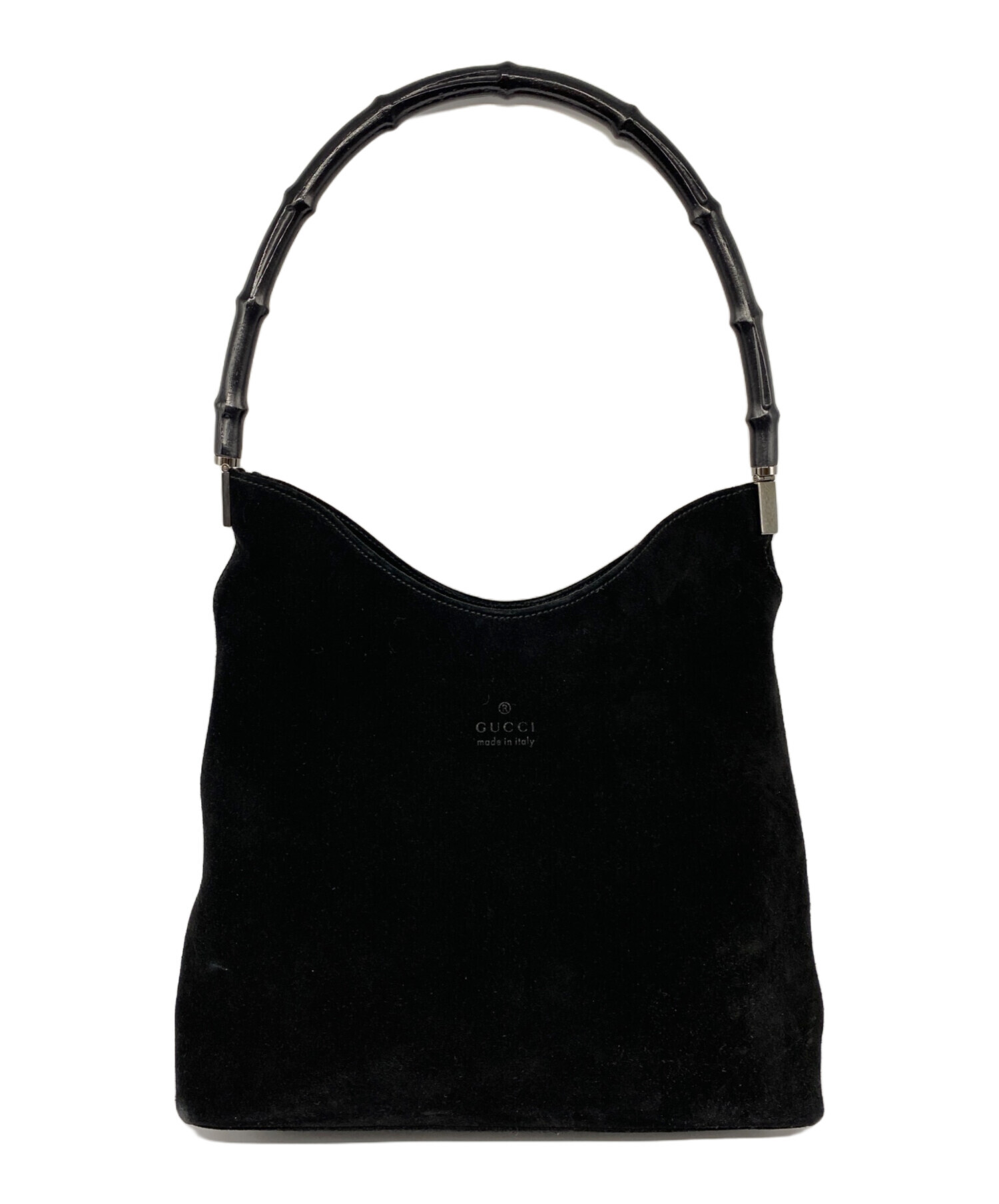 GUCCI グッチ バンブー ワンショルダーバッグ スエード ブラック 肩掛け 中古・古着通販】GUCCI (グッチ) スウェードバンブーワンショルダー