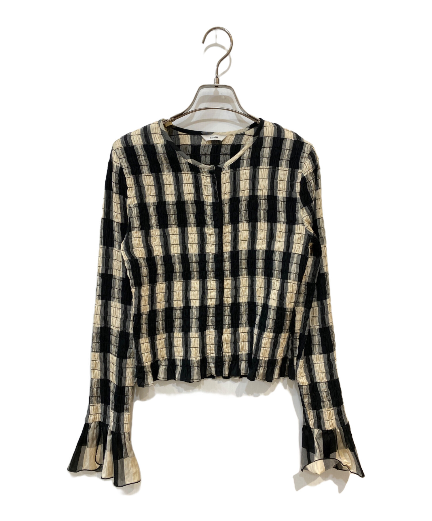 中古・古着通販】CLANE (クラネ) SHIRRING DESIGN BLOUSE ブラック