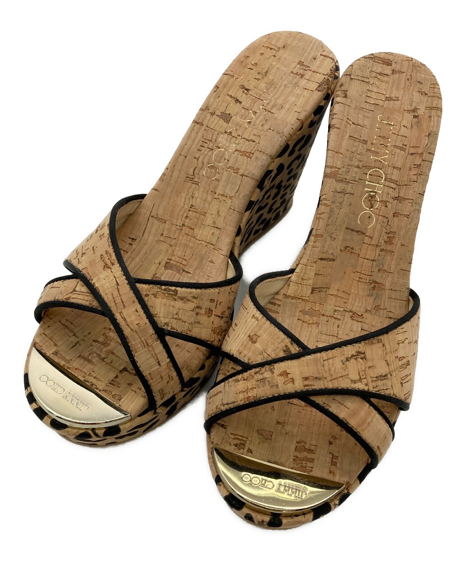 中古・古着通販】JIMMY CHOO (ジミーチュウ) レオパードコルクサンダル 