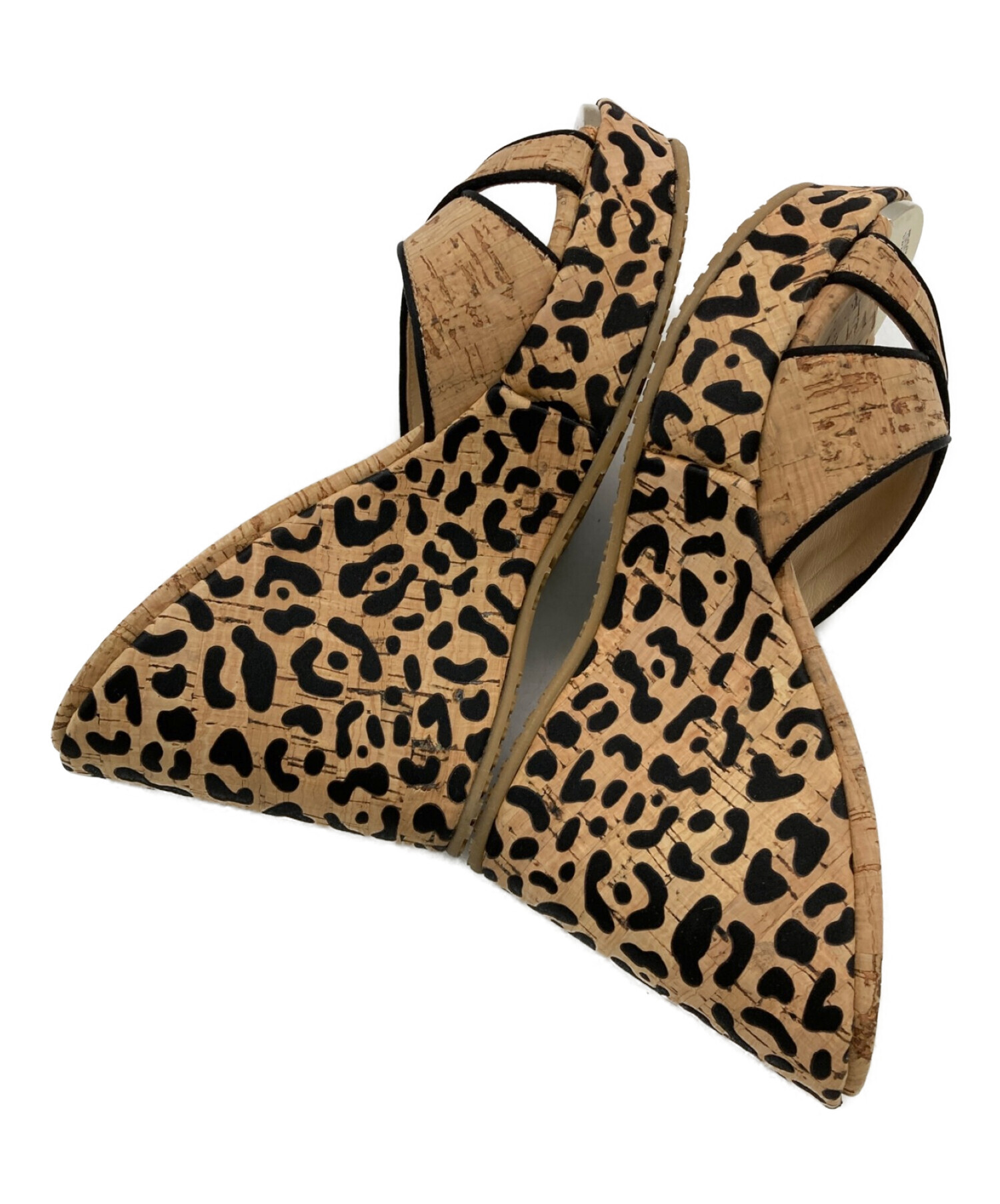 中古・古着通販】JIMMY CHOO (ジミーチュウ) レオパードコルクサンダル 