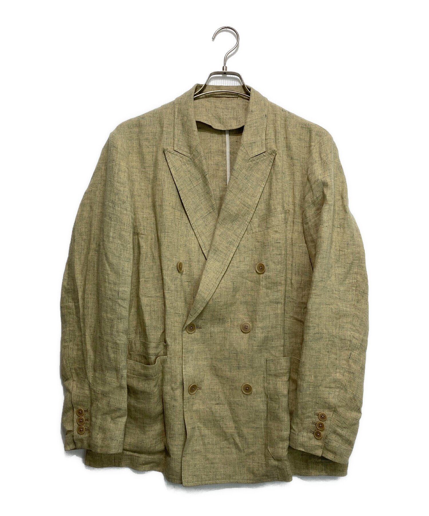 美品✨CABaN メランジリネン ダブルブレストジャケット　ベージュ　S 中古・古着通販】CABAN (キャバン) メランジリネン ダブルブレスト