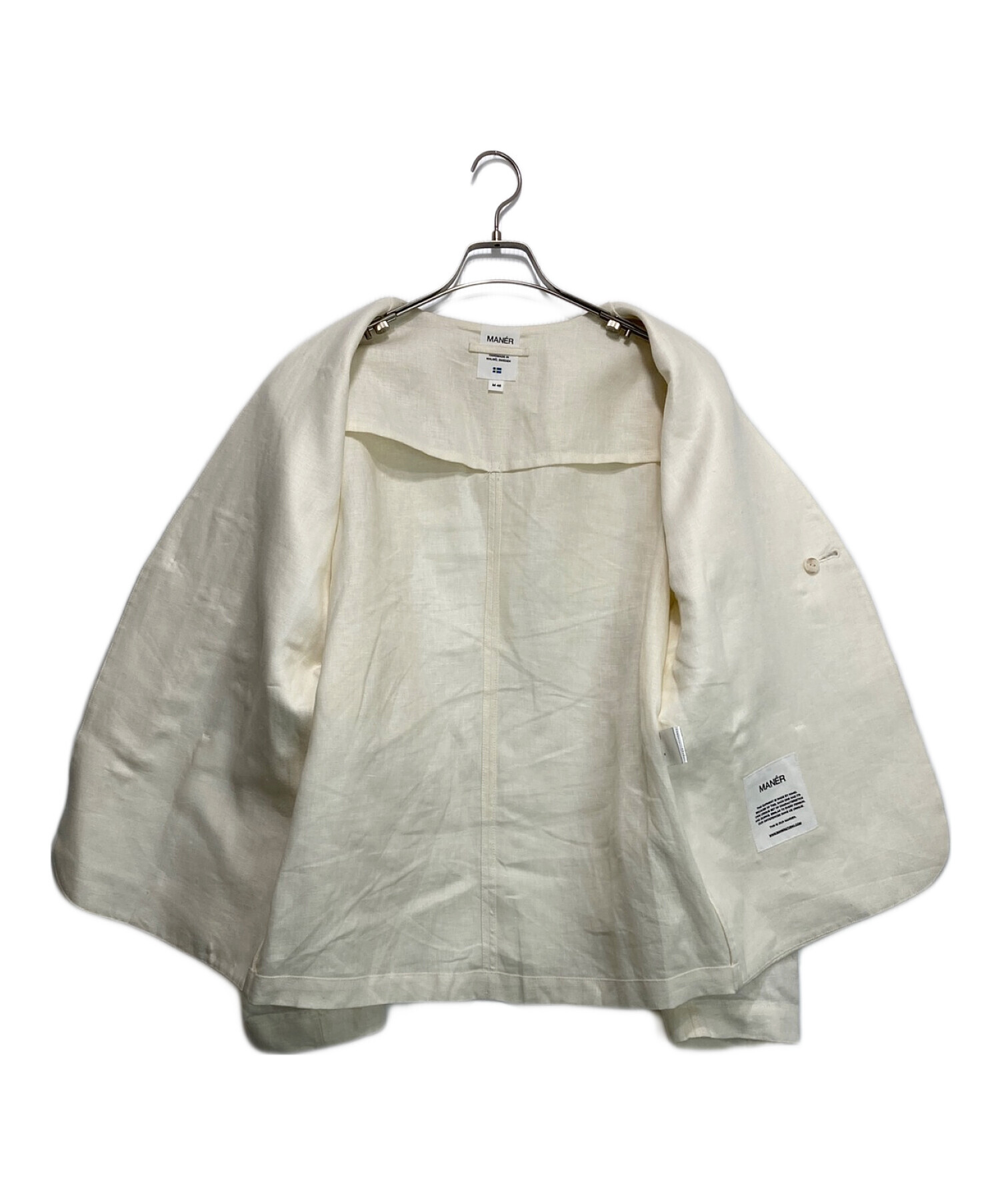 中古・古着通販】MANER (マネール) リネンノーカラージャケット 