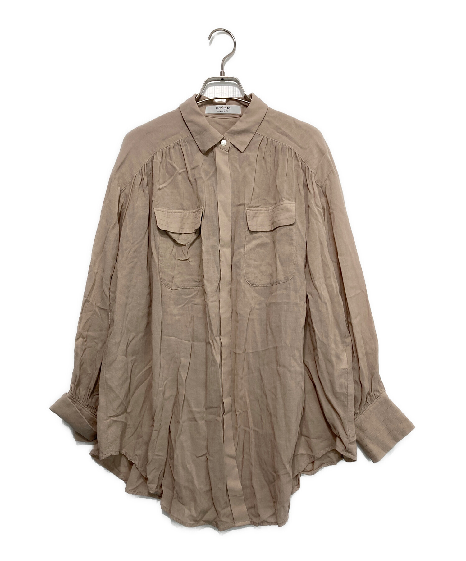 【Herlipto】Cotton-blend Voile Sheer Shirt Her lip to Cottonblend Voile Sheer Shirt