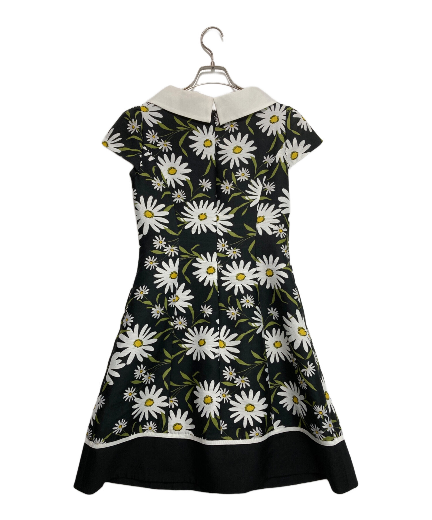 美品♪【エムズグレイシー】 刺繍 花 ネイビー Aライン ワンピース 38