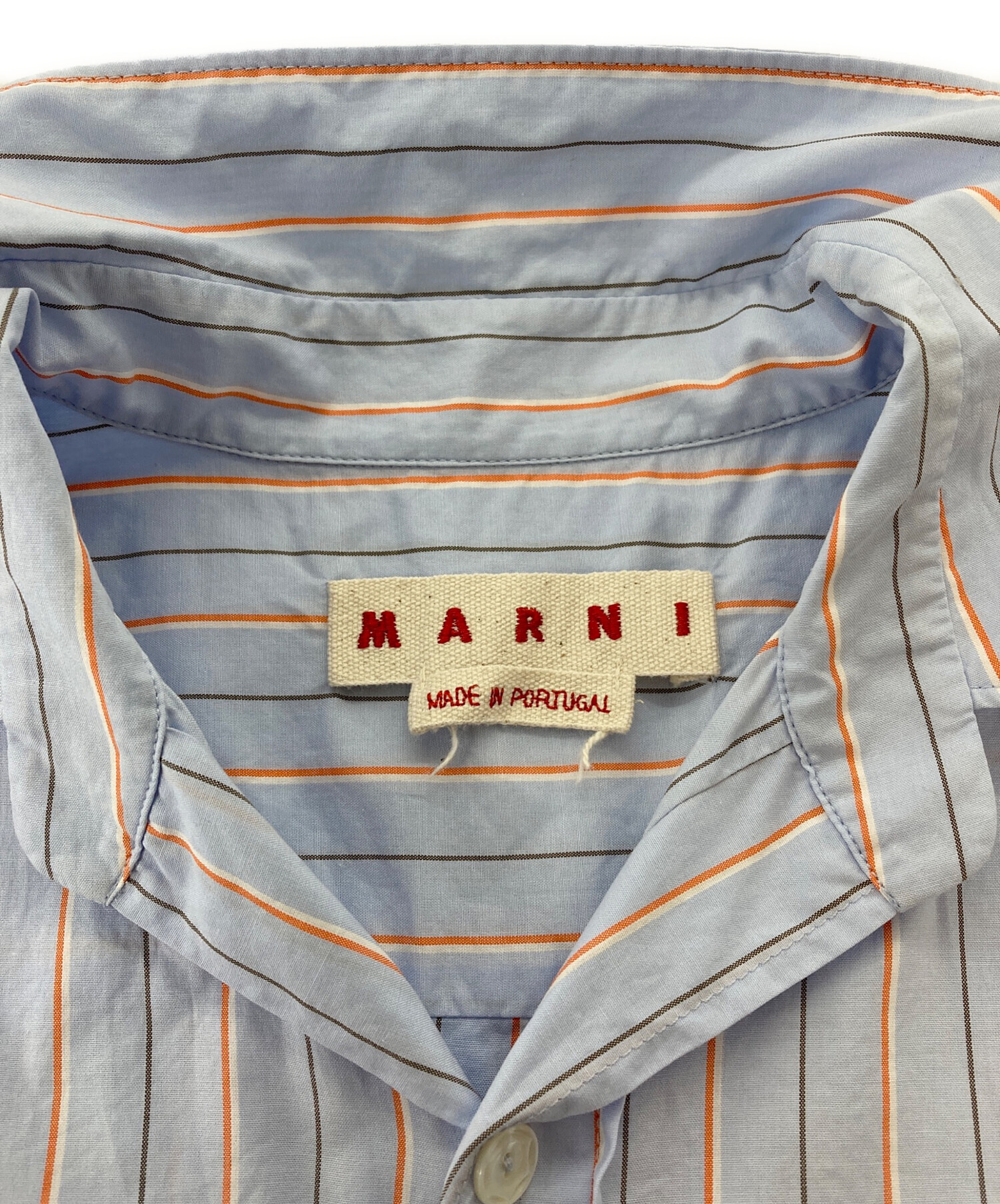 中古・古着通販】MARNI (マルニ) ストライプシャツ ブルー×オレンジ