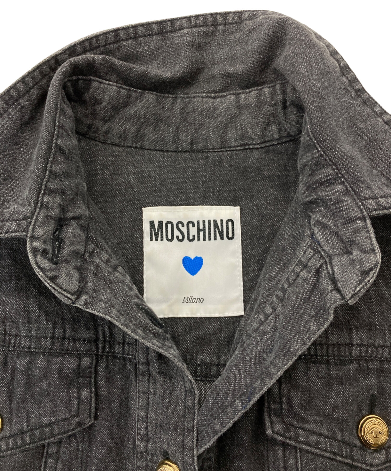 中古・古着通販】MOSCHINO (モスキーノ) デニムワンピース グレー 