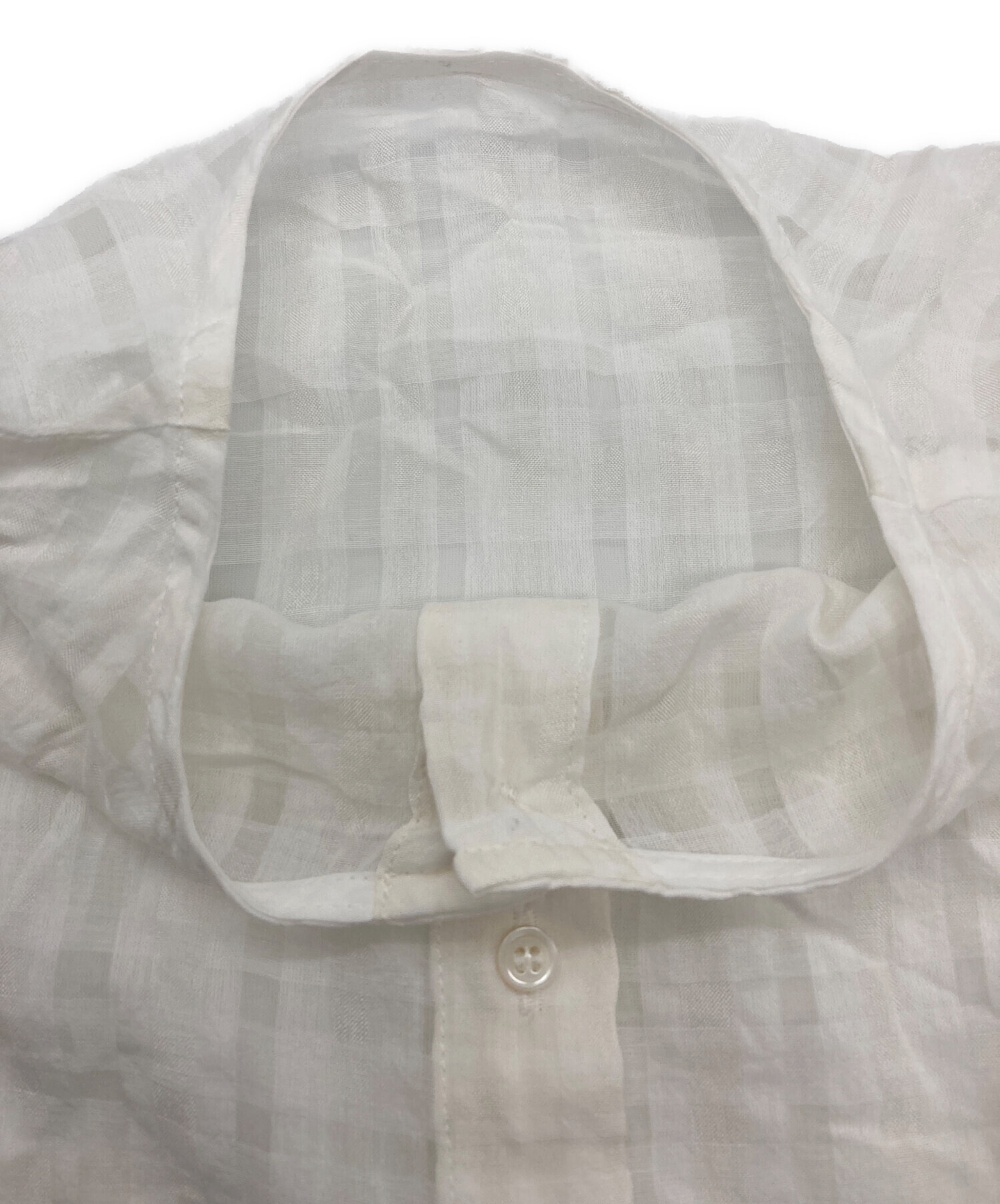 中古・古着通販】かぐれ (カグレ) シャドウチェックブラウス ホワイト 