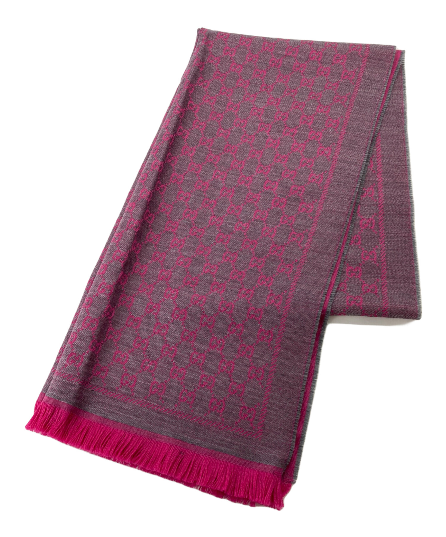 中古・古着通販】GUCCI (グッチ) GG柄大判ストール ピンク×グレー