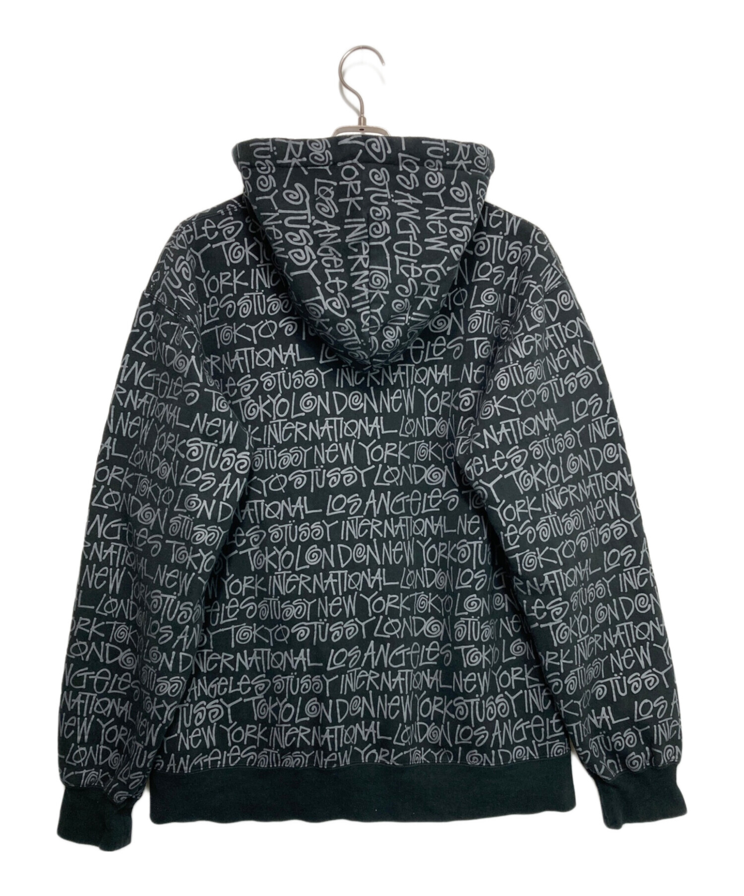 Stussy ブラック フード付きパーカー XL 希少Stussy ブラック フード 