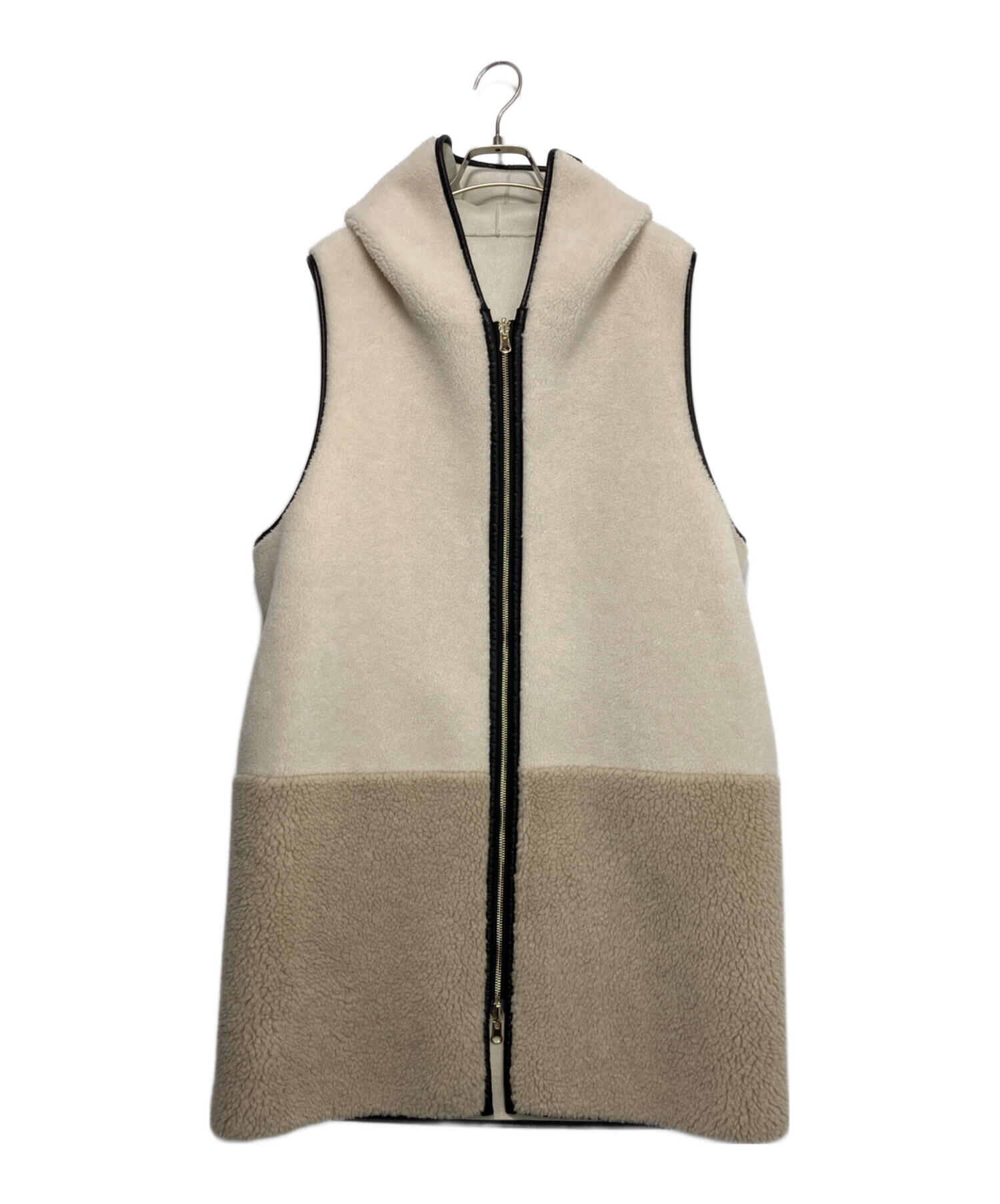 RISLEY リバーシブル ボアベスト フーディーベスト キャメル