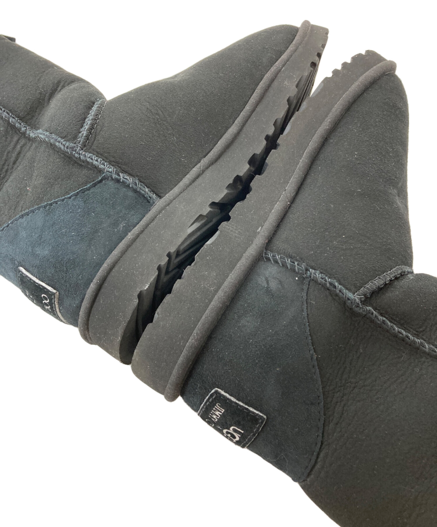 UGG & JIMMY CHOO ブラックムートンブーツ 24cm サイズ7 中古・古着通販】UGG (アグ) JIMMY CHOO (ジミーチュウ) フリンジ