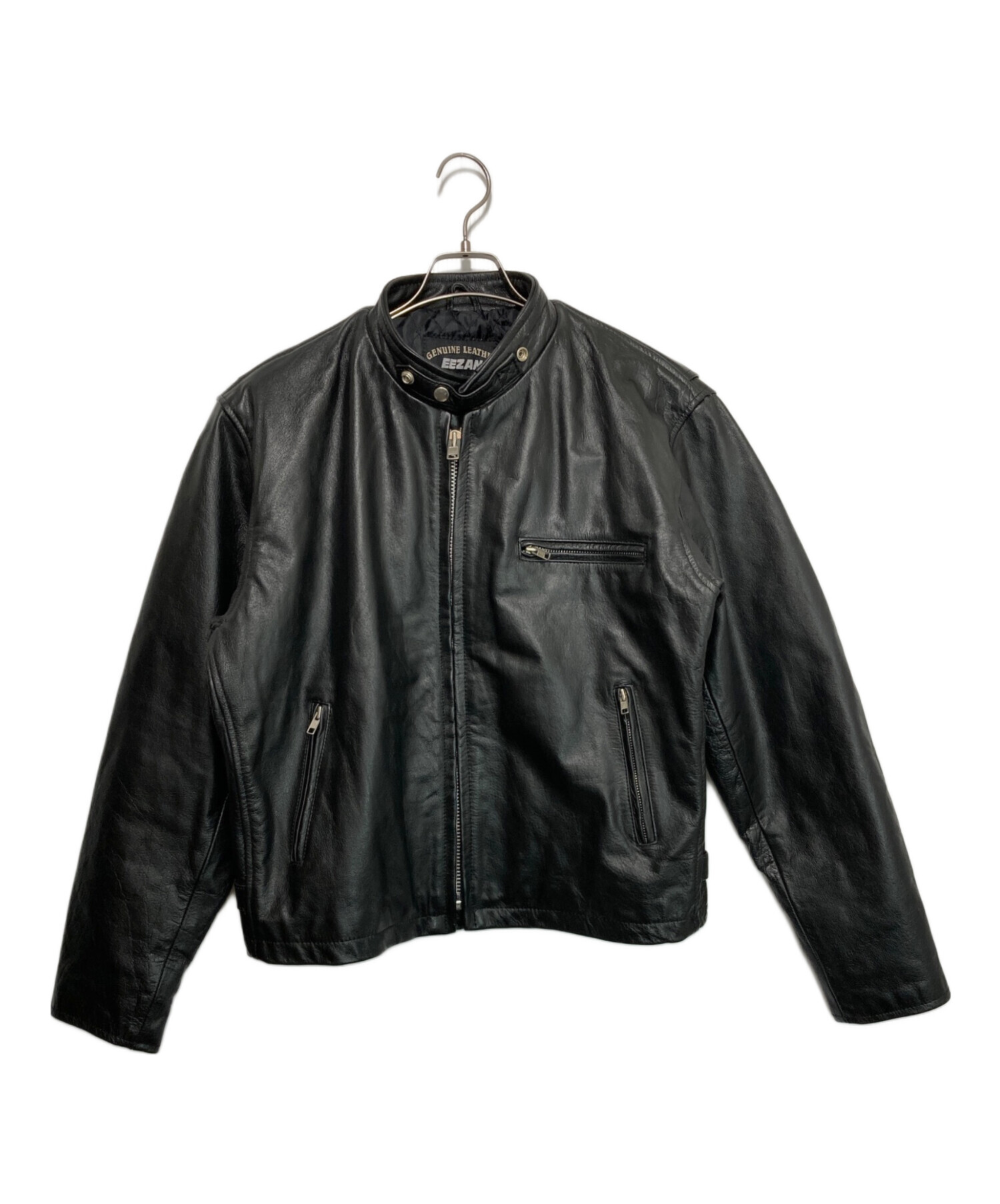 EEZAN ブラック レザー シングルライダース 中古・古着通販】EEZAN (イーザン) レザーシングルライダース