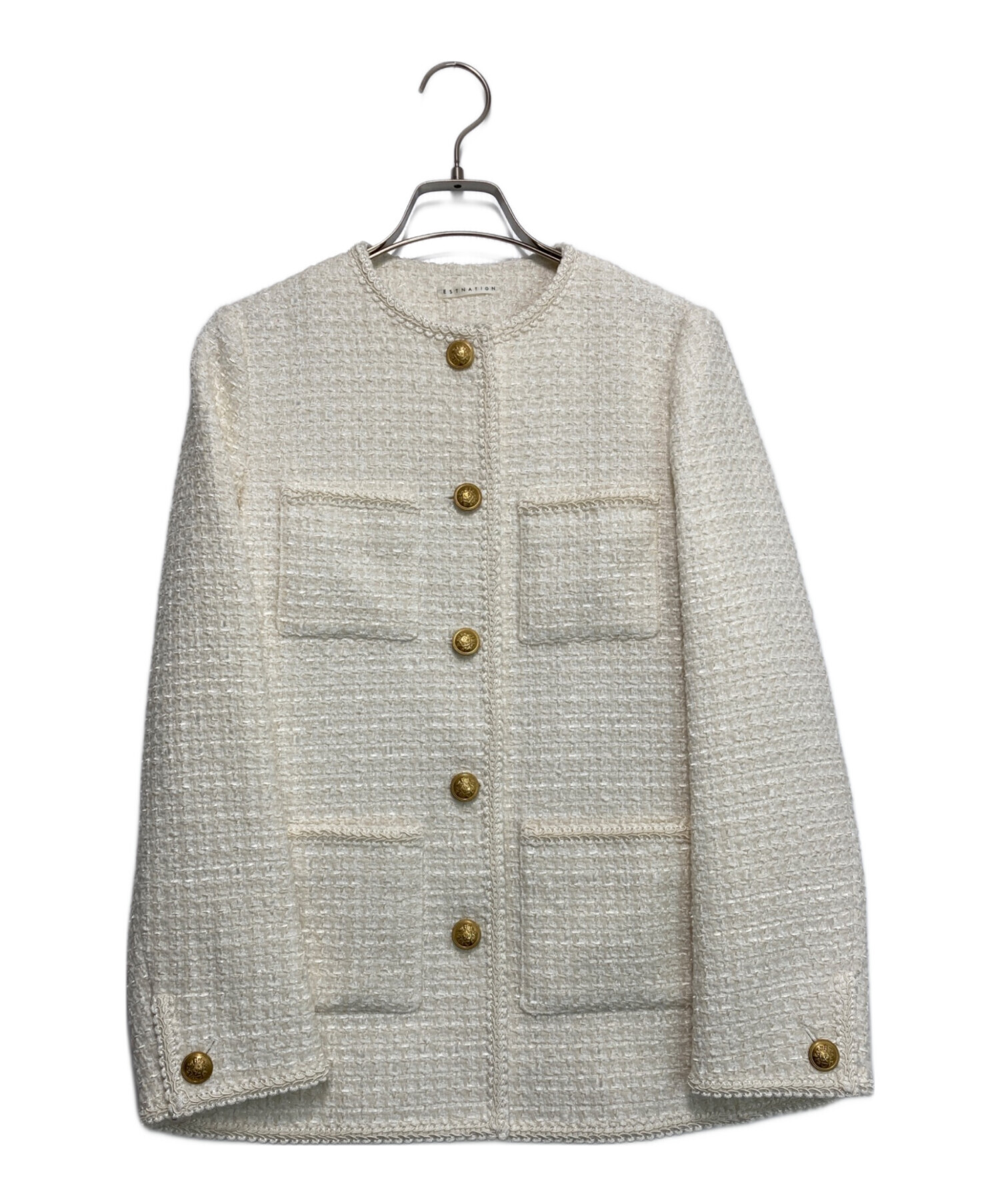 エストネーション ツイード ノーカラージャケット
