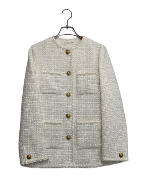 【美品】ESTNATION エストネーション ツイードジャケット36 エストネーション ESTNATION ファンシーツイードノーカラージャケット