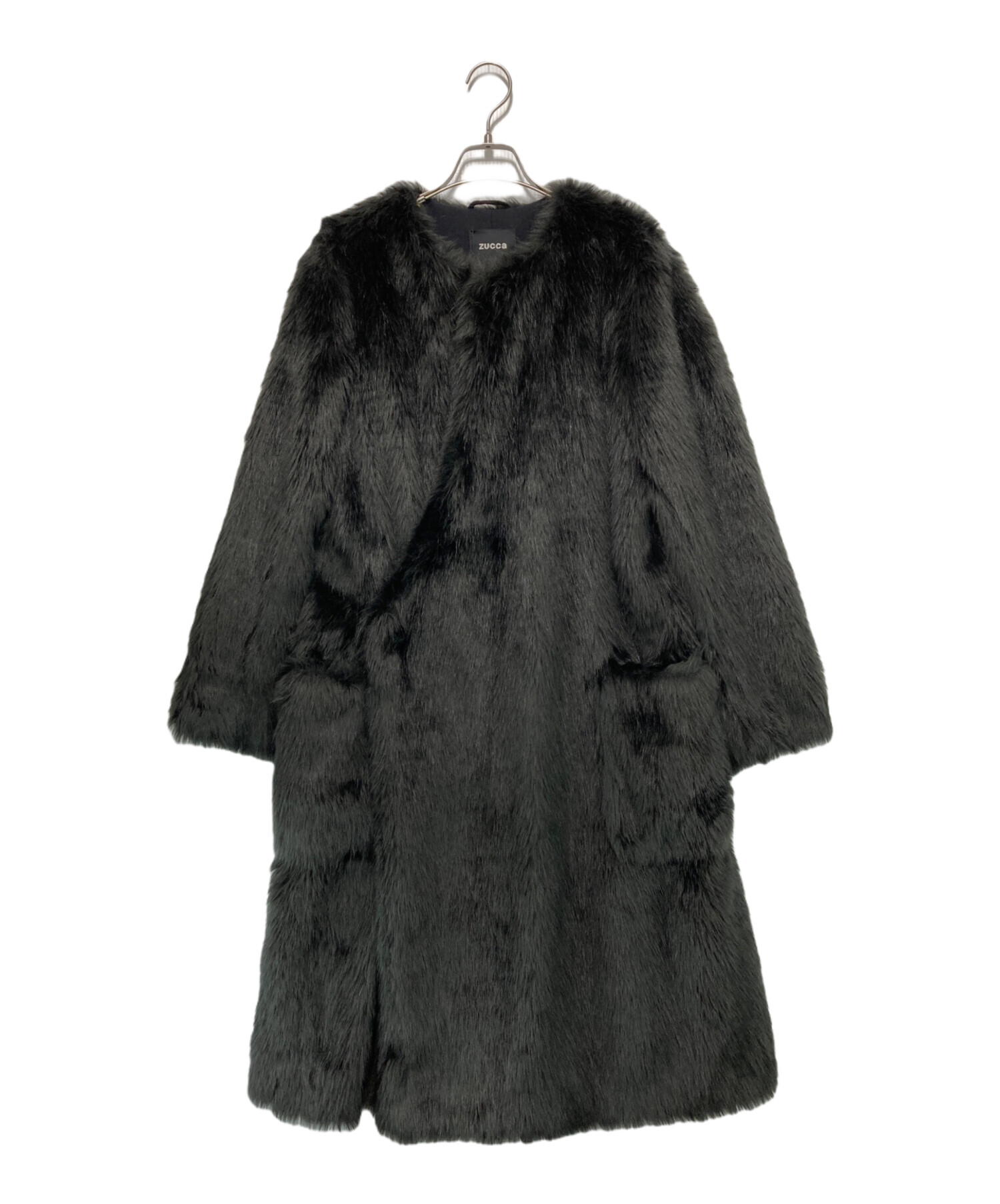 中古・古着通販】ZUCCA (ズッカ) フェイクファーコート ブラック 中古・古着通販】ZUCCA (ズッカ) フェイクファーコート ブラック