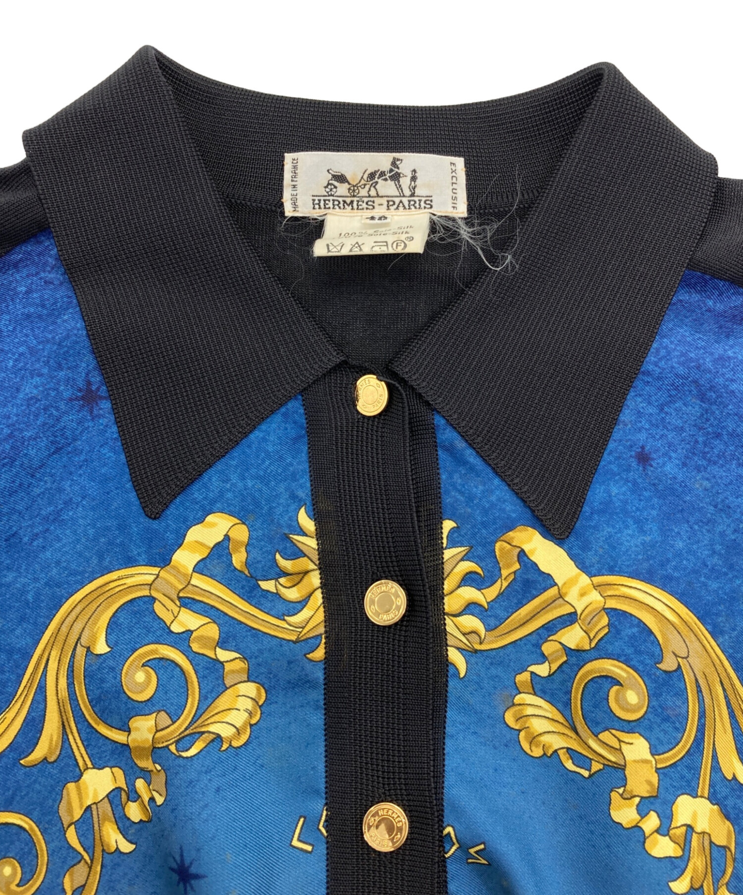 HERMES 総柄 ニット ポロ エルメス ポロシャツ エルメス(HERMES)エルメス ポロシャツ 衣料品 トップス メンズ