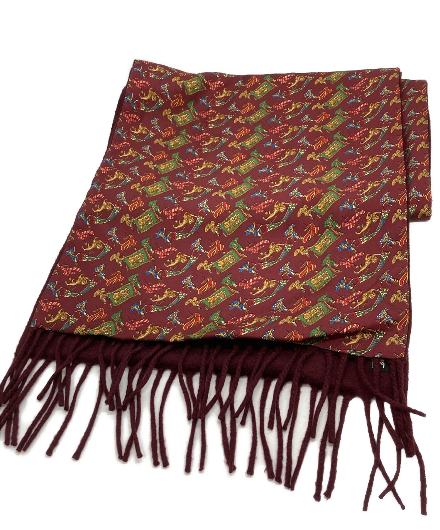 【極美品】サルヴァトーレ フェラガモ　シルク&カシミヤ マフラー　ガンチーニ 極美品】サルヴァトーレ フェラガモ シルク&カシミヤ マフラー