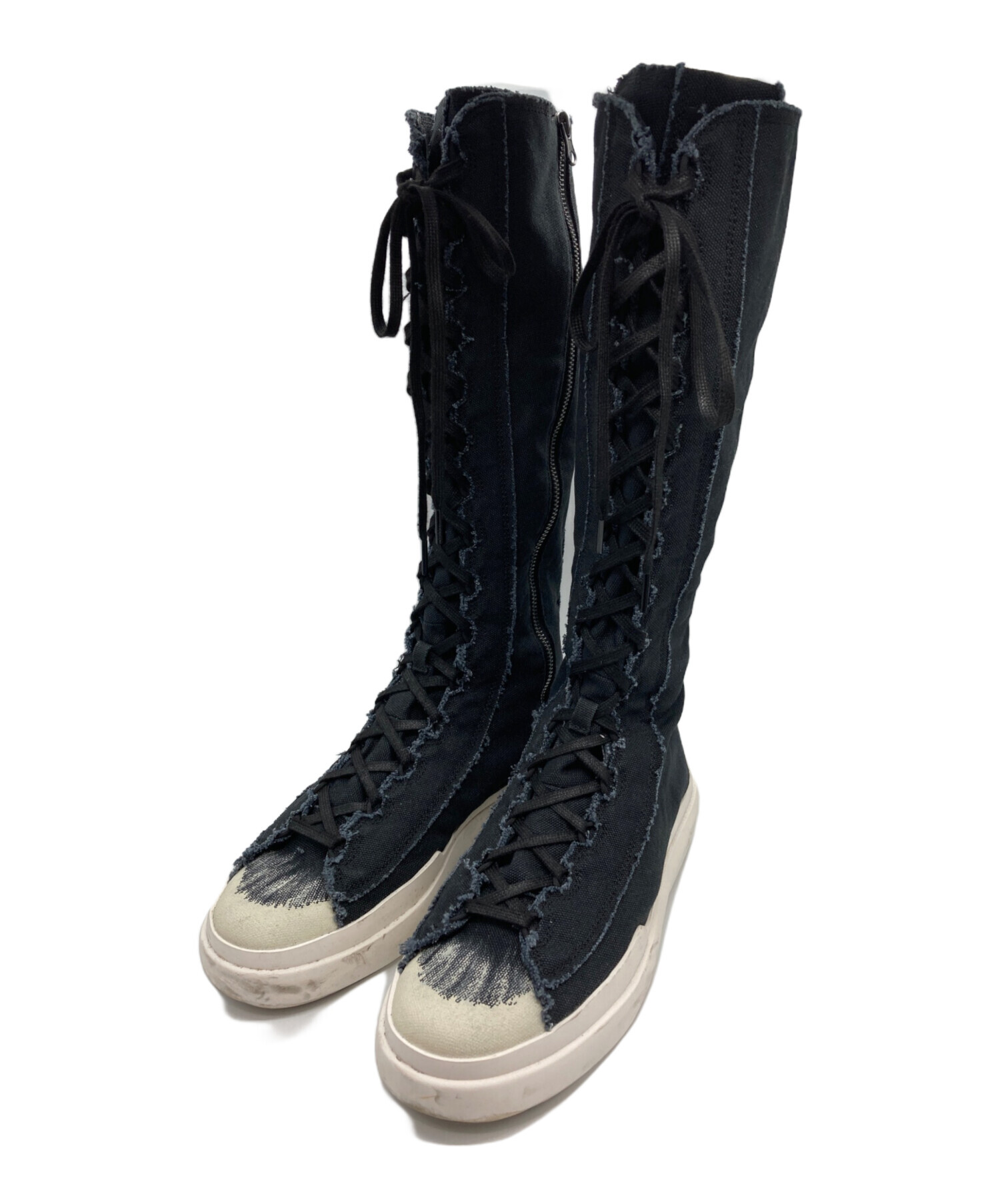 中古・古着通販】Y-3 (ワイスリー) Nizza distressed boot ブラック 