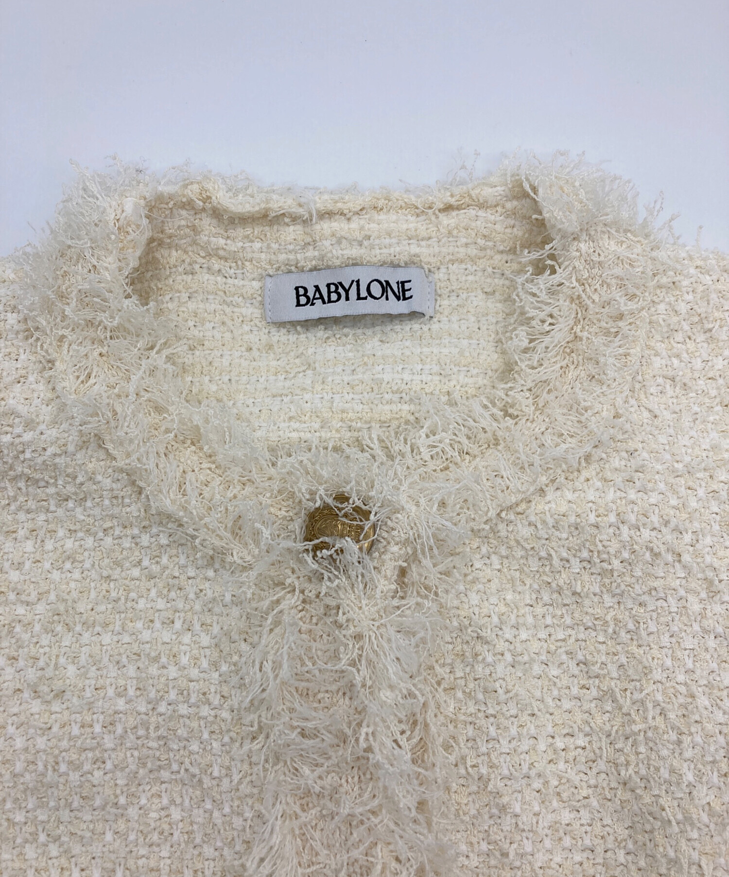 極美品♡BABYLONE バビロン ツイードニットジャケット ホワイト 25SS BABYLONE（バビロン） ジャケット ノーカラージャケット ツイード