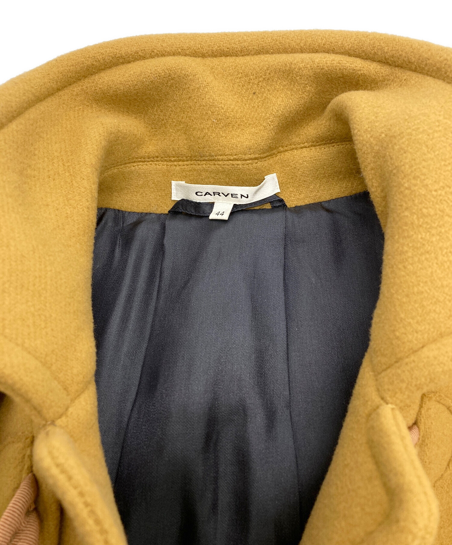 中古・古着通販】CARVEN (カルヴェン) カシミヤ混切替コート イエロー