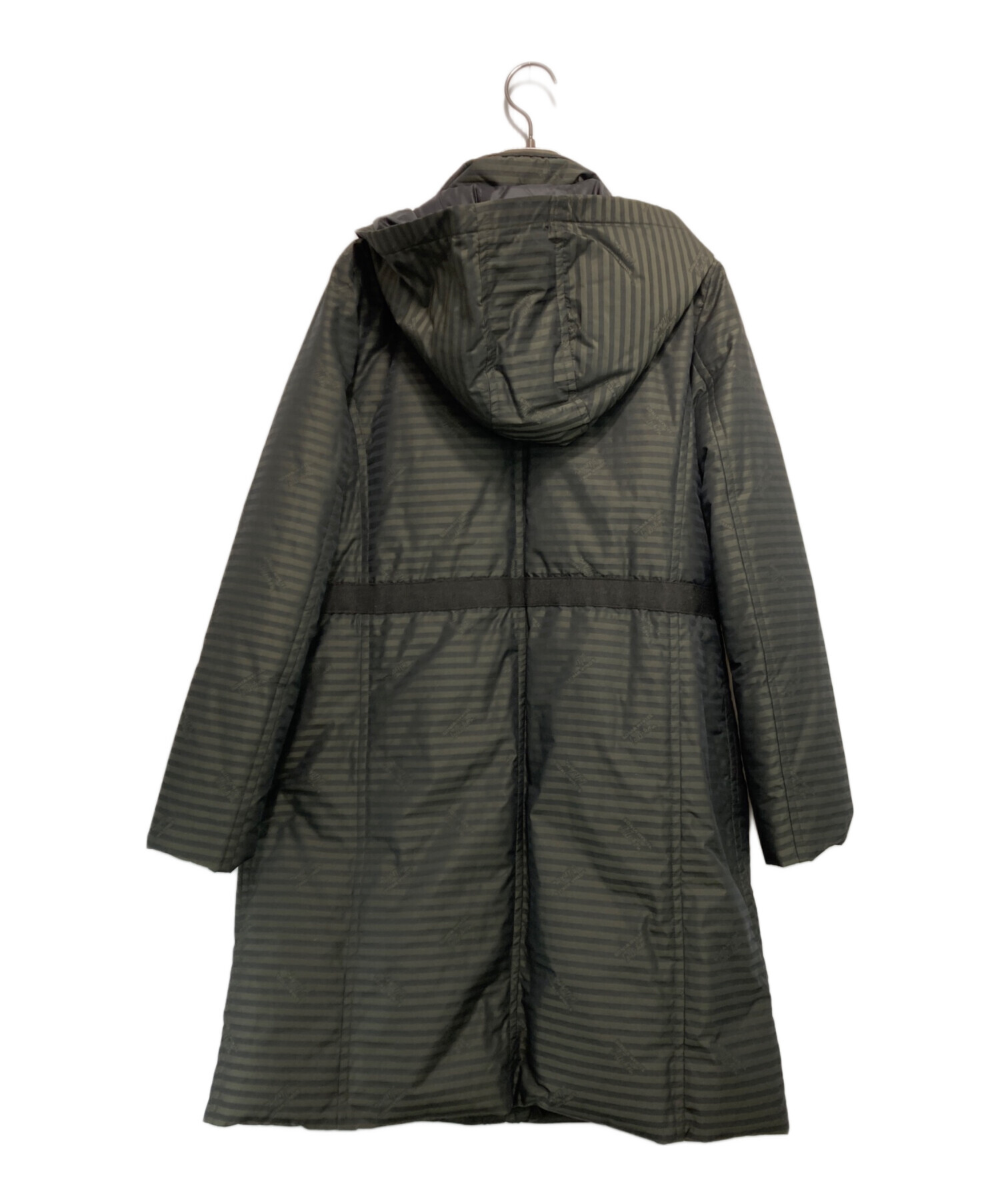 ソニアリキエル ロングダウンコート ボーダー 総柄 黒 サイズ48*YC35 ソニアリキエル ロングダウンコート ボーダー 総柄 黒 サイズ48