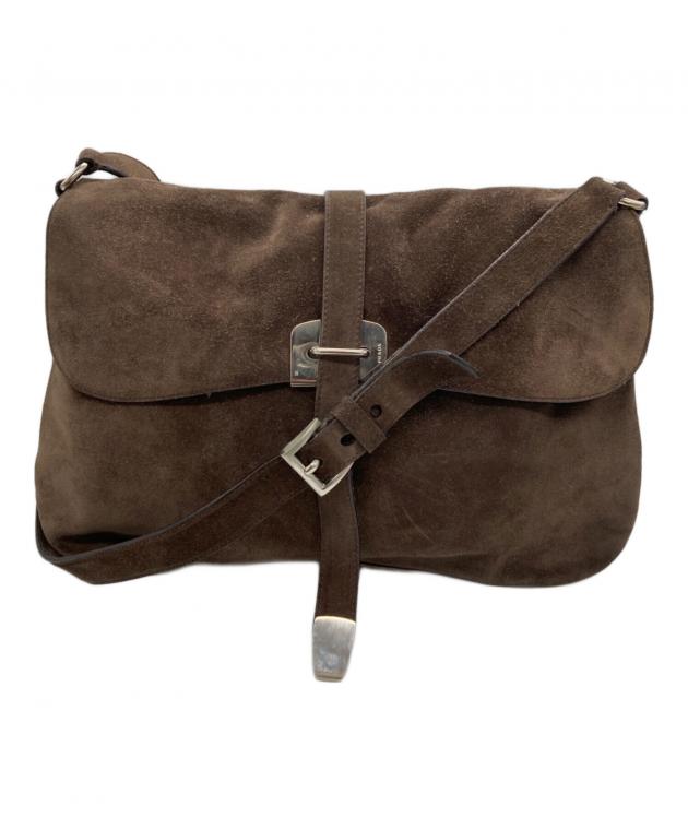 中古・古着通販】PRADA (プラダ) スエードショルダーバッグ ブラウン 