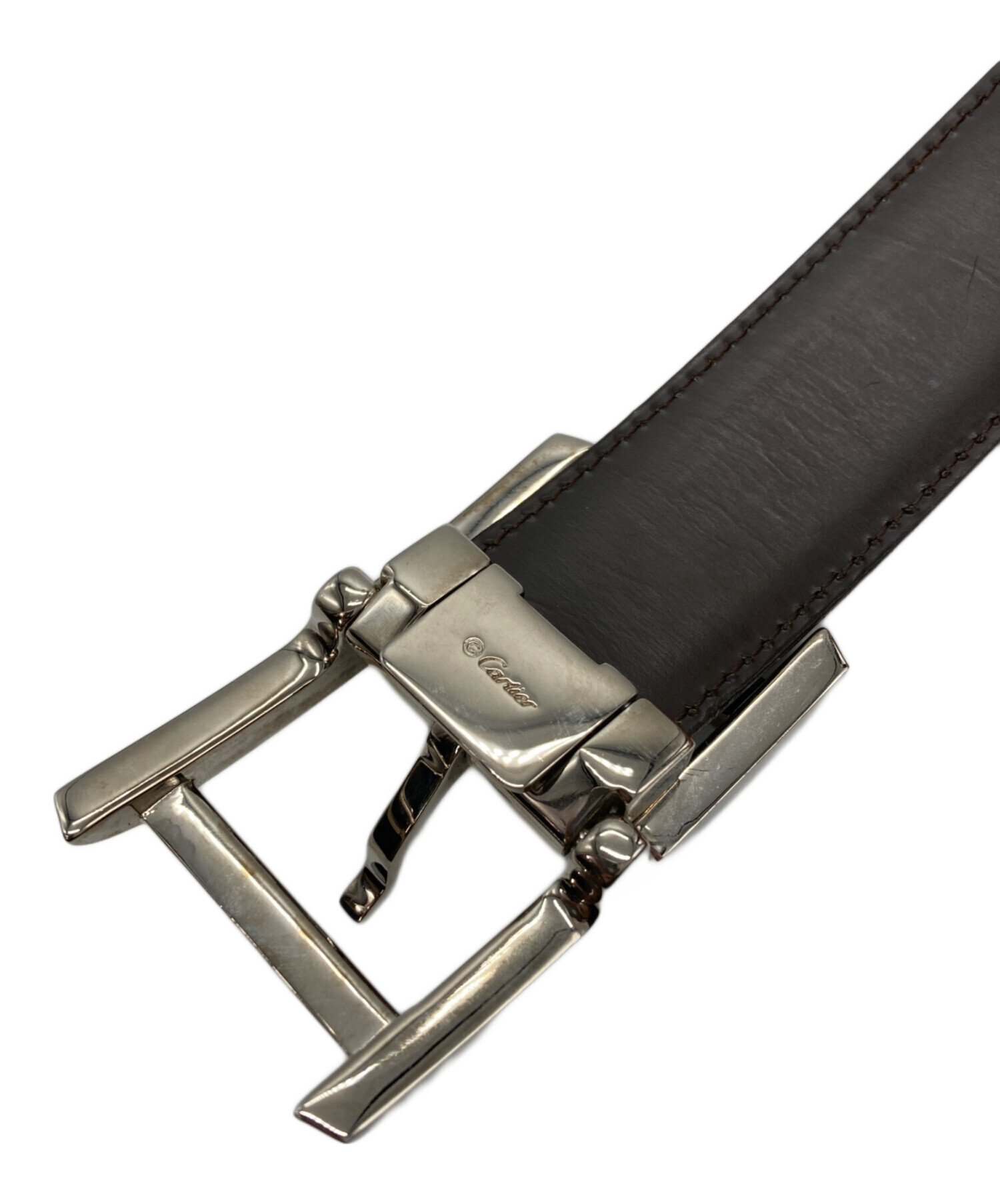 中古・古着通販】Cartier (カルティエ) レザーベルト ブラック サイズ
