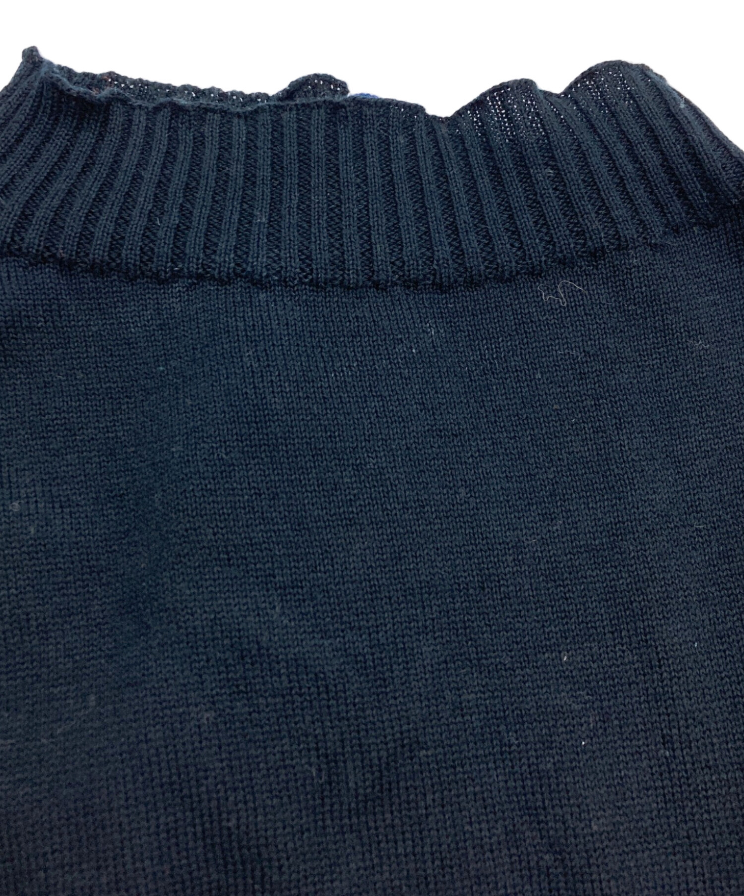 中古・古着通販】mon sakata (モンサカタ) 切替ニット ネイビー