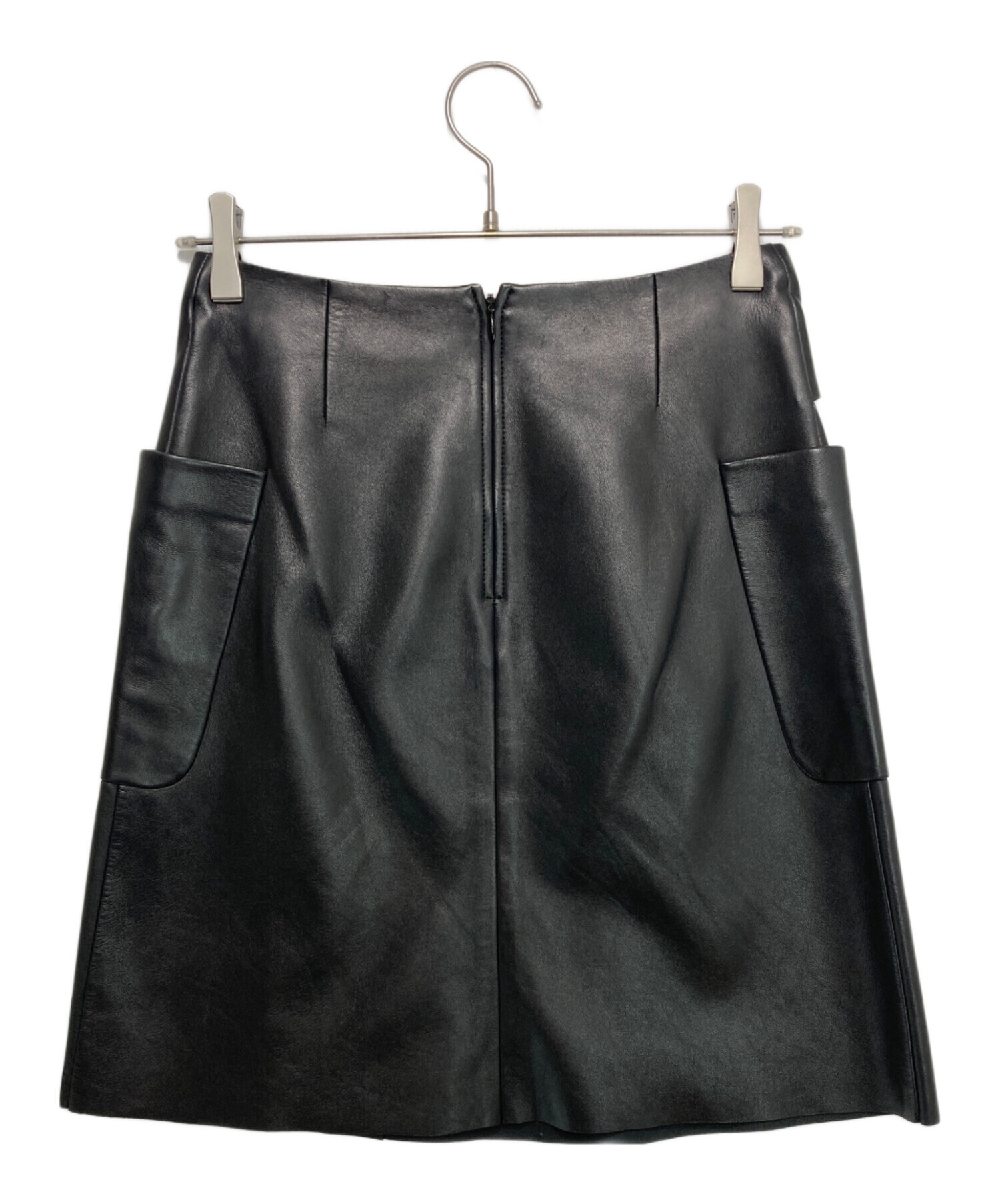 中古・古着通販】CELINE (セリーヌ) レザースカート ブラック サイズ