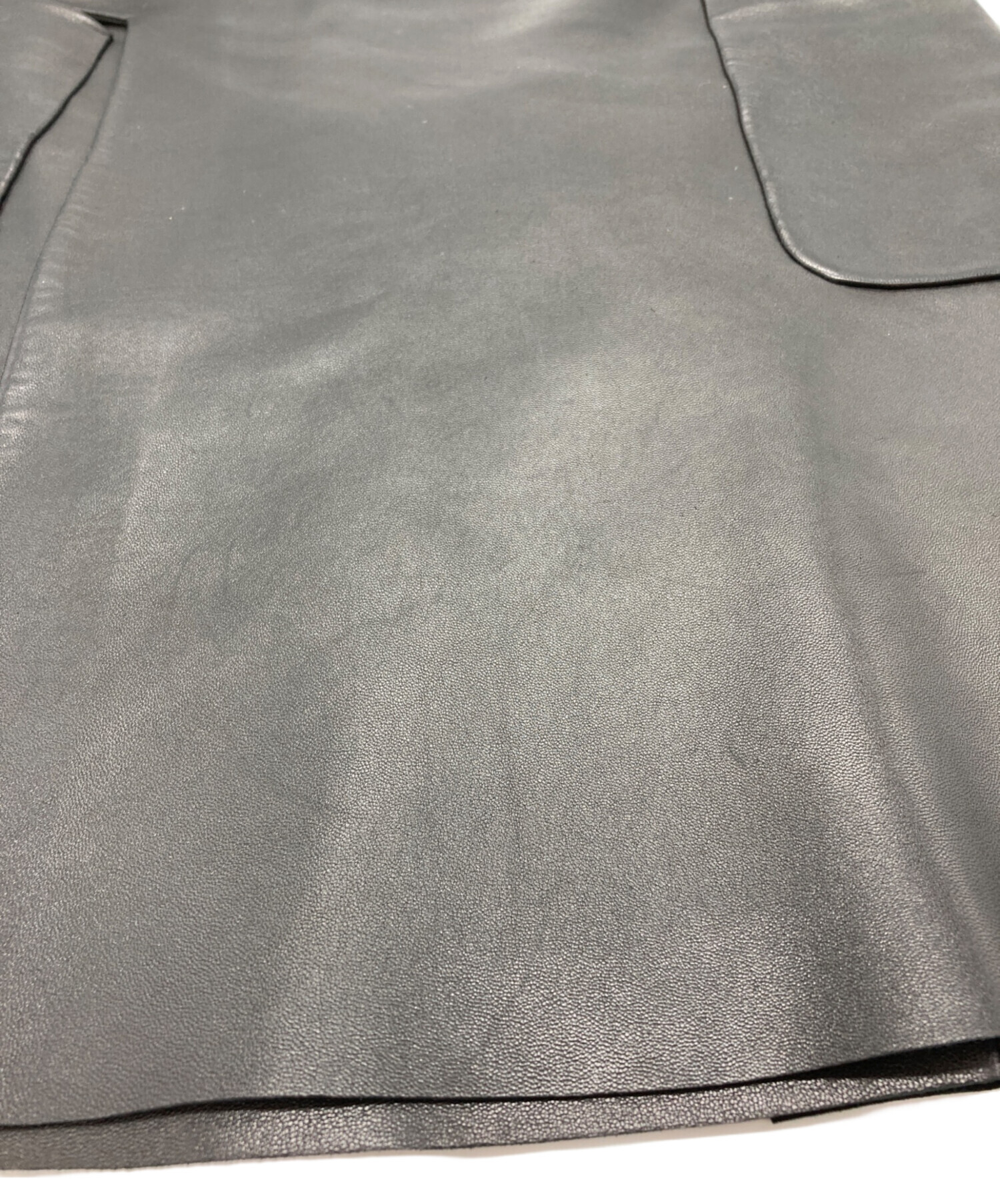 中古・古着通販】CELINE (セリーヌ) レザースカート ブラック サイズ