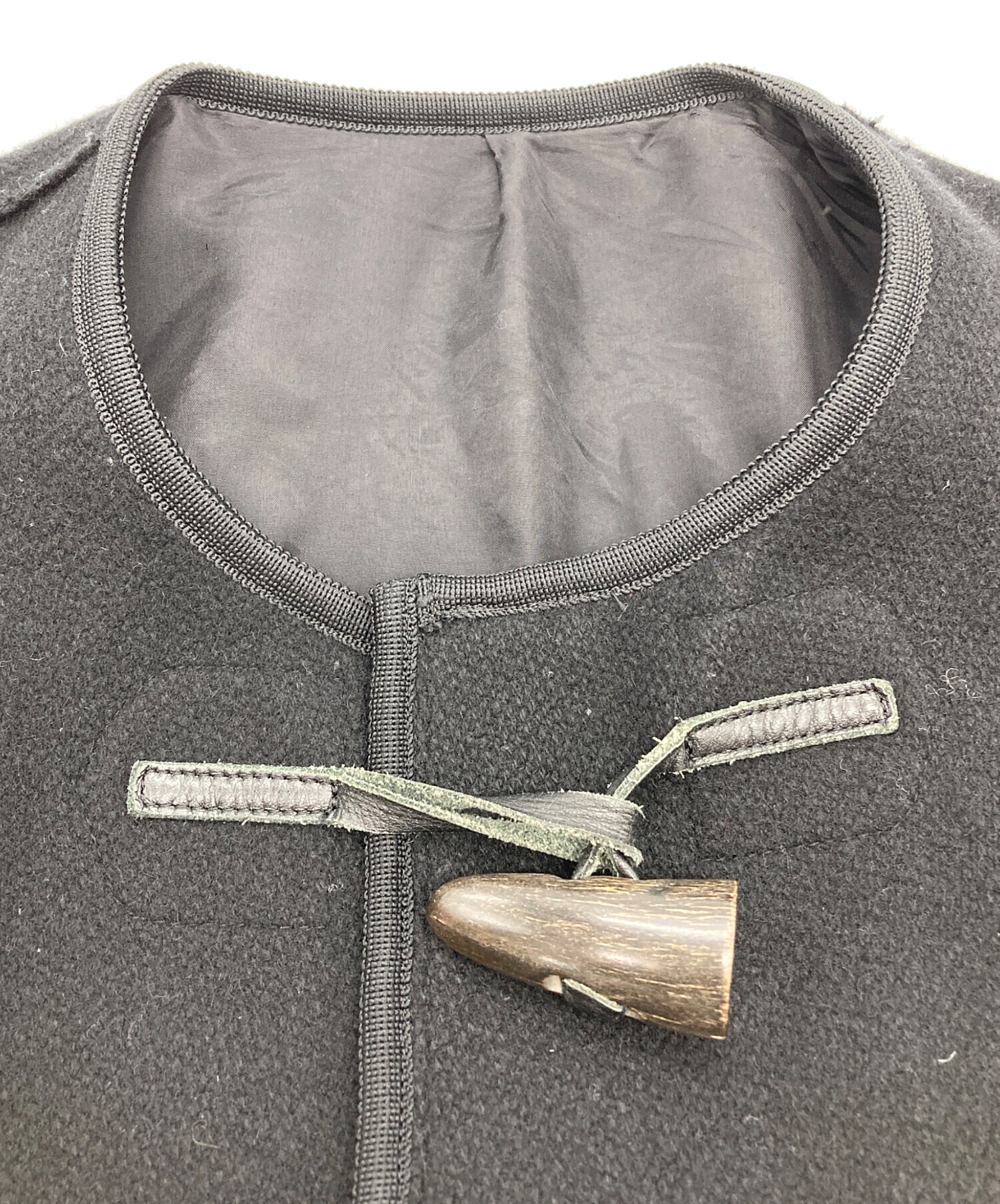 中古・古着通販】Y's (ワイズ) ノーカラーダッフルコート ブラック