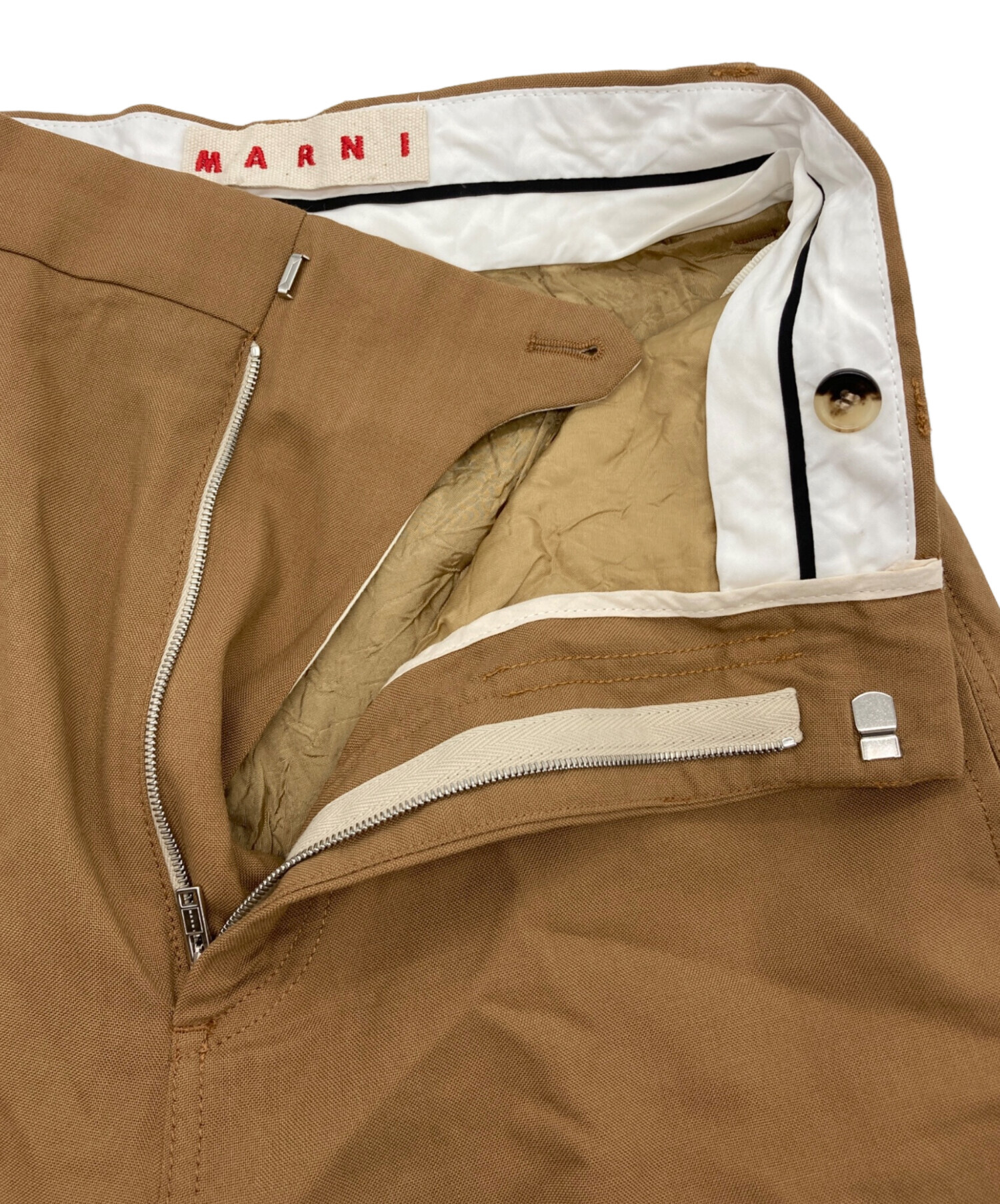 MARNI ベージュ テーパード(38) 中古・古着通販】MARNI (マルニ) テーパードパンツ ベージュ サイズ:36