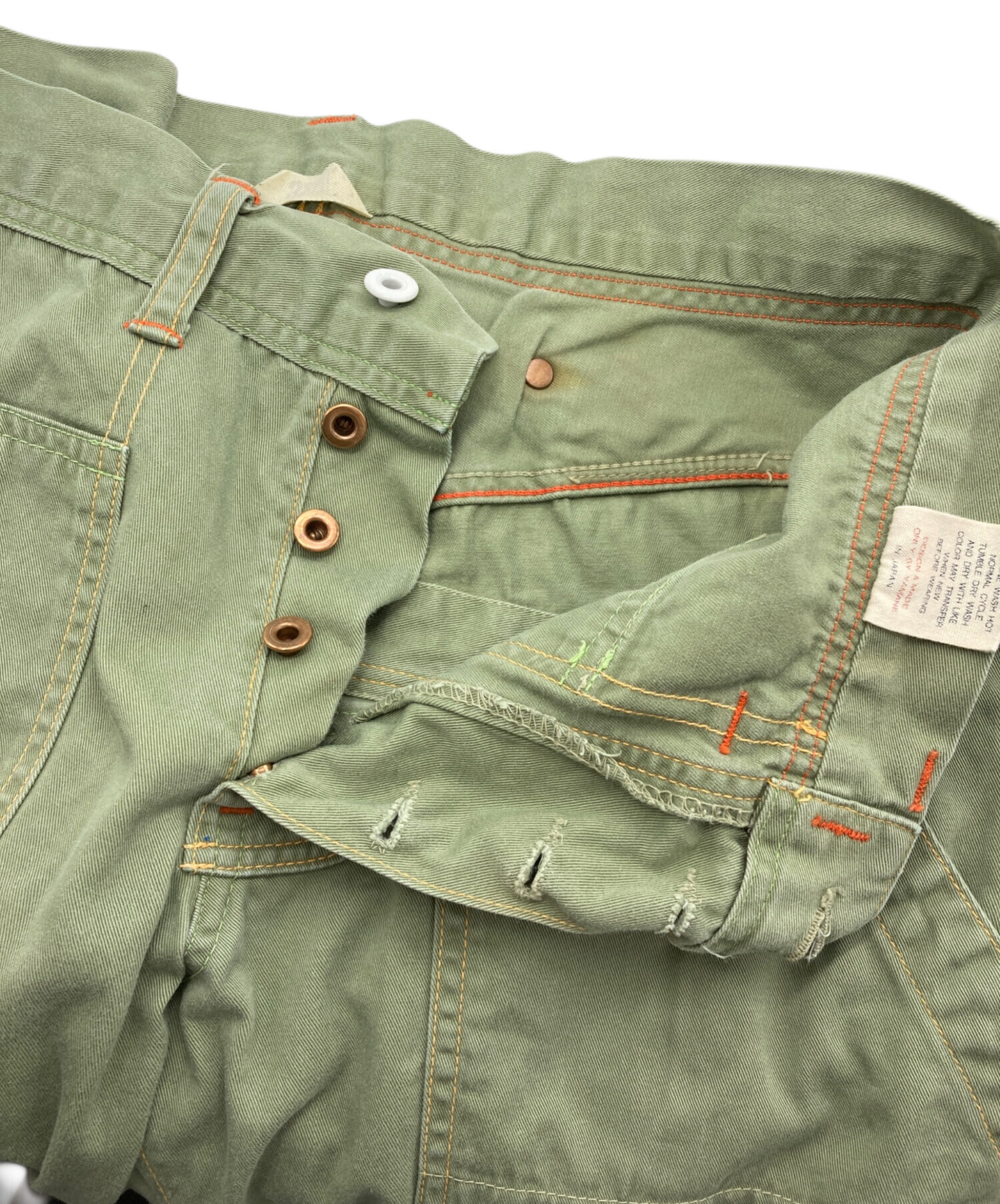 YAMANE EVISU カモメ ショートパンツ カーゴパンツ アメカジ EVISU エヴィス YAMANE ヤマネ ビッグカモメ ピンク ペイント デニム