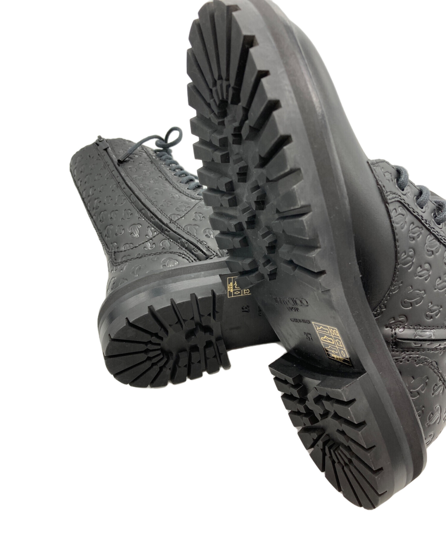 中古・古着通販】JIMMY CHOO (ジミーチュウ) CORAロゴブーツ ブラック
