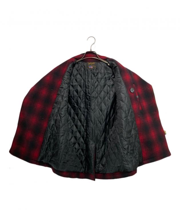 中古・古着通販】VANSON (バンソン) チェックPコート レッド×ブラック